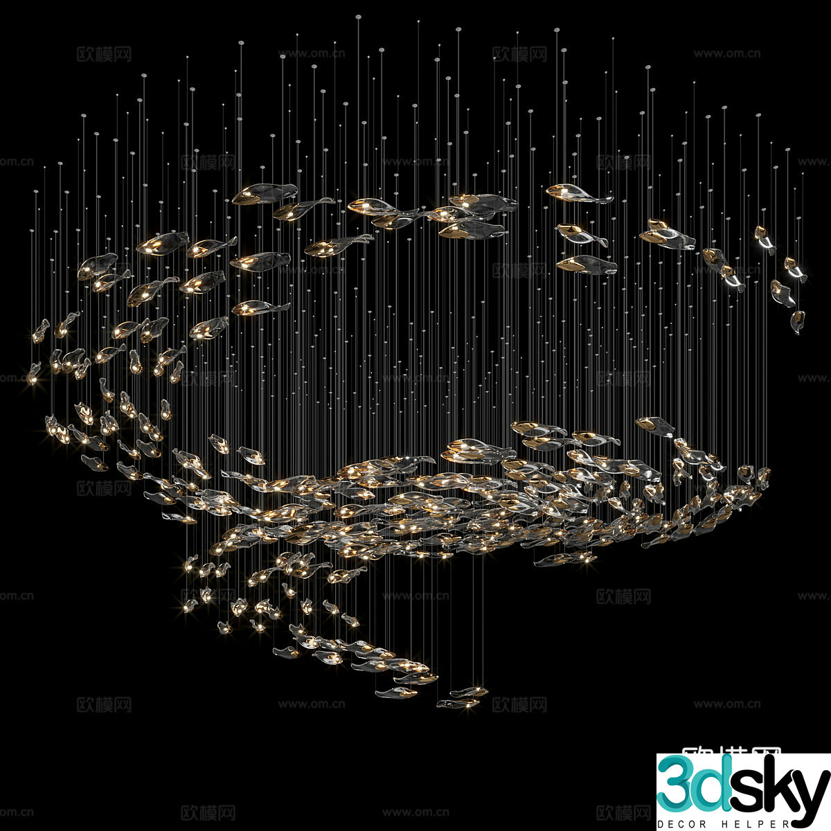 New Chinese light luxury craft chandelier 3D model