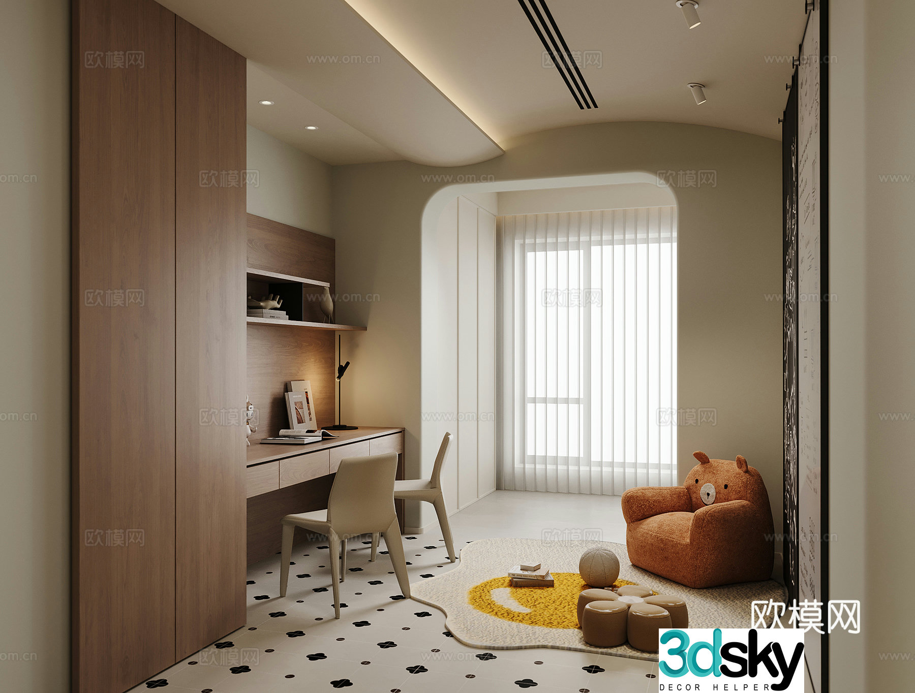Modern children’s entertainment room 3d model