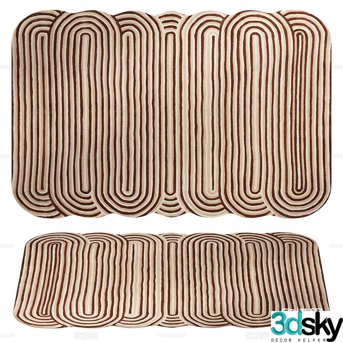 Modern creamy wool carpet 3d model