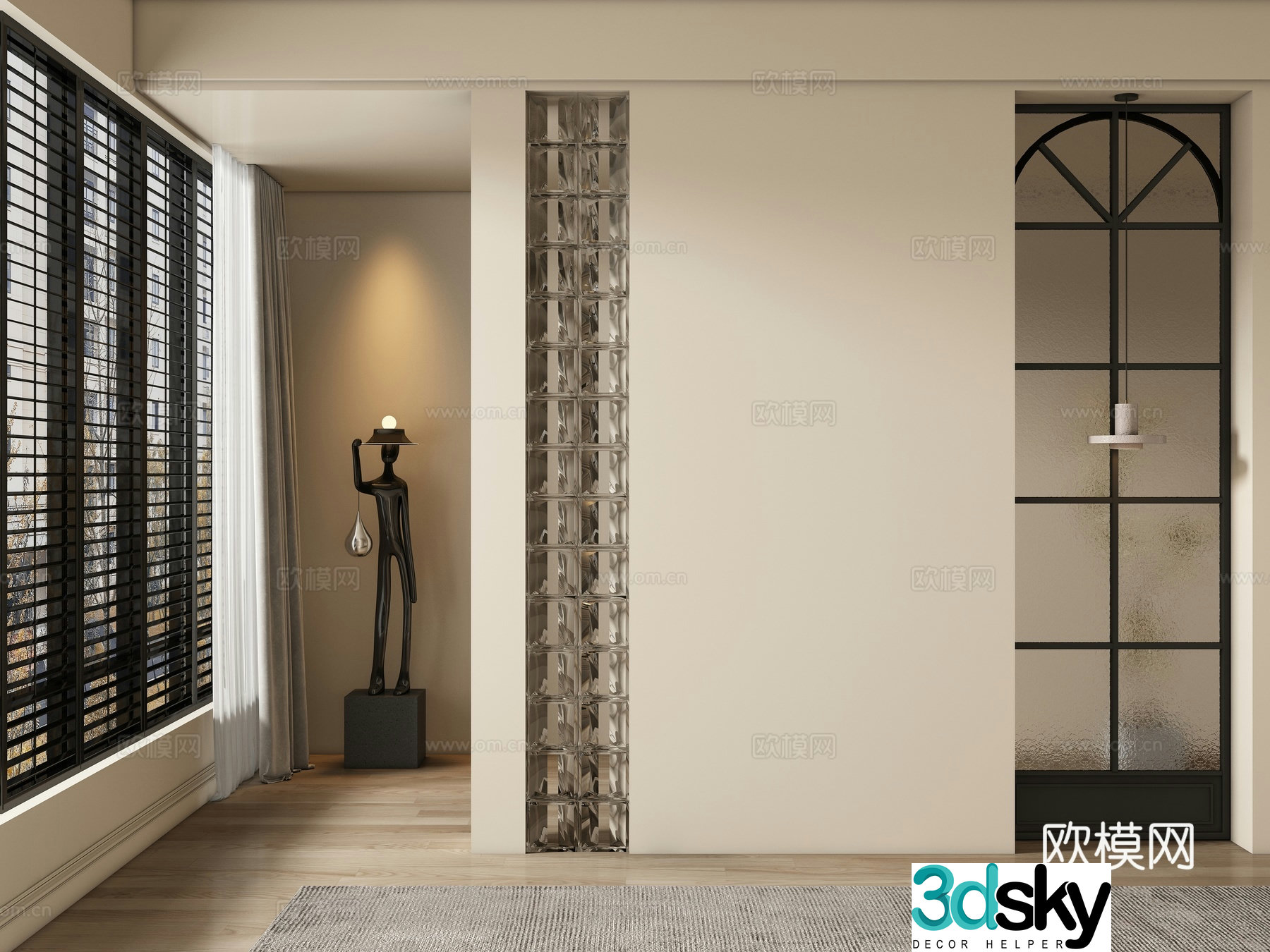 Middle-aged style entrance hallway partition 3D model