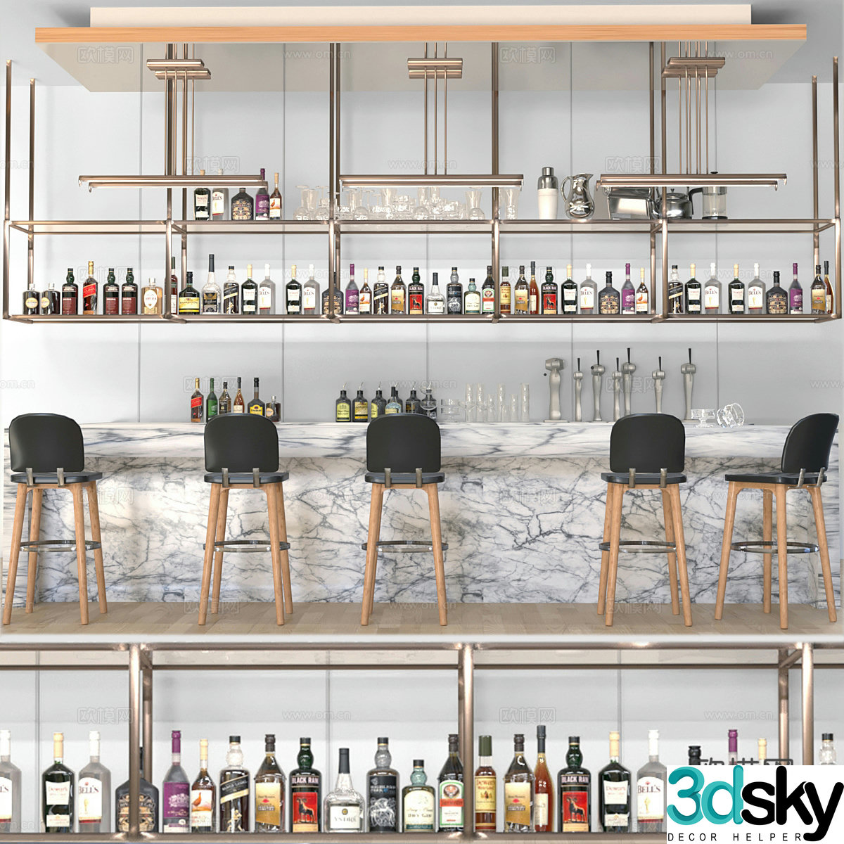 Modern light luxury bar 3D model