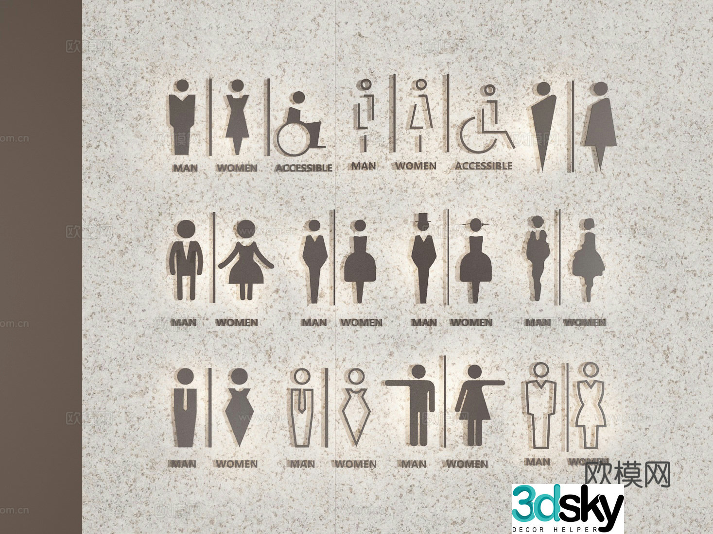 Bathroom signage 3d model