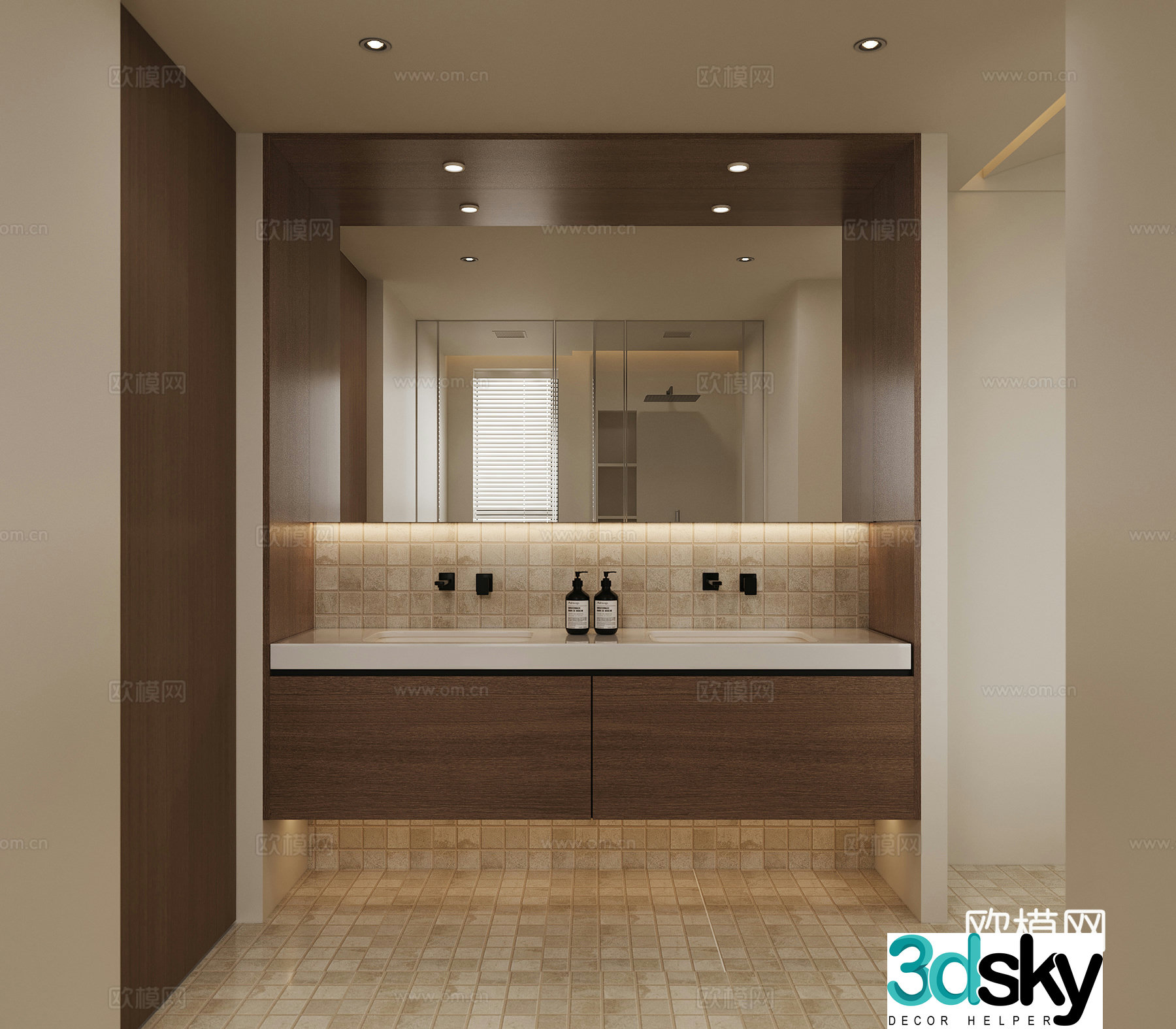 Middle-aged style bathroom cabinet 3d model