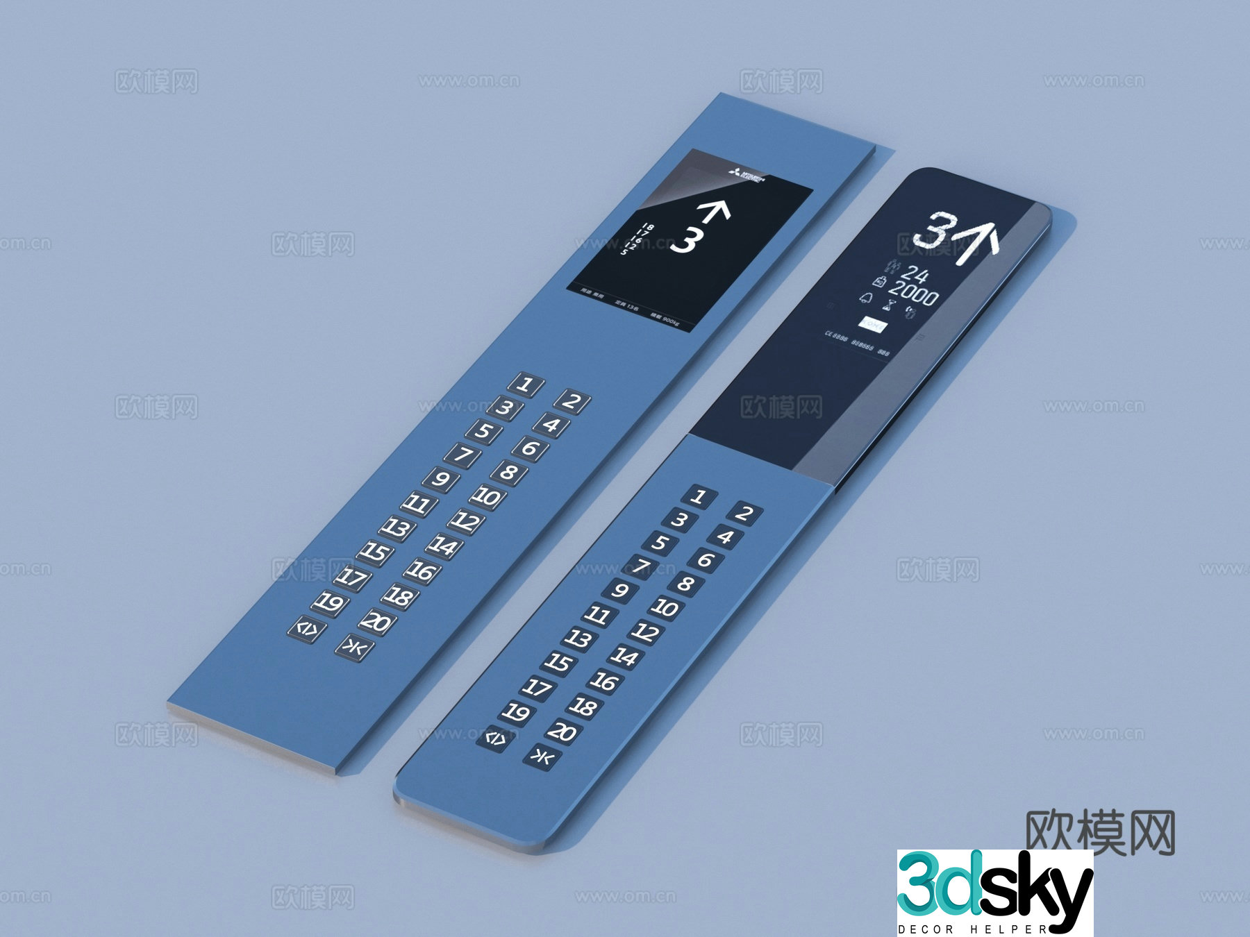 Elevator button key 3d model