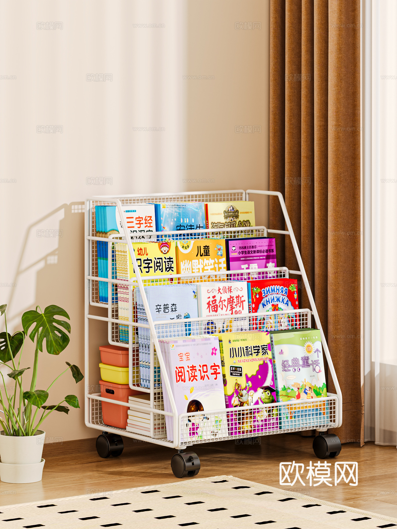Modern children’s bookshelf Books 3d model