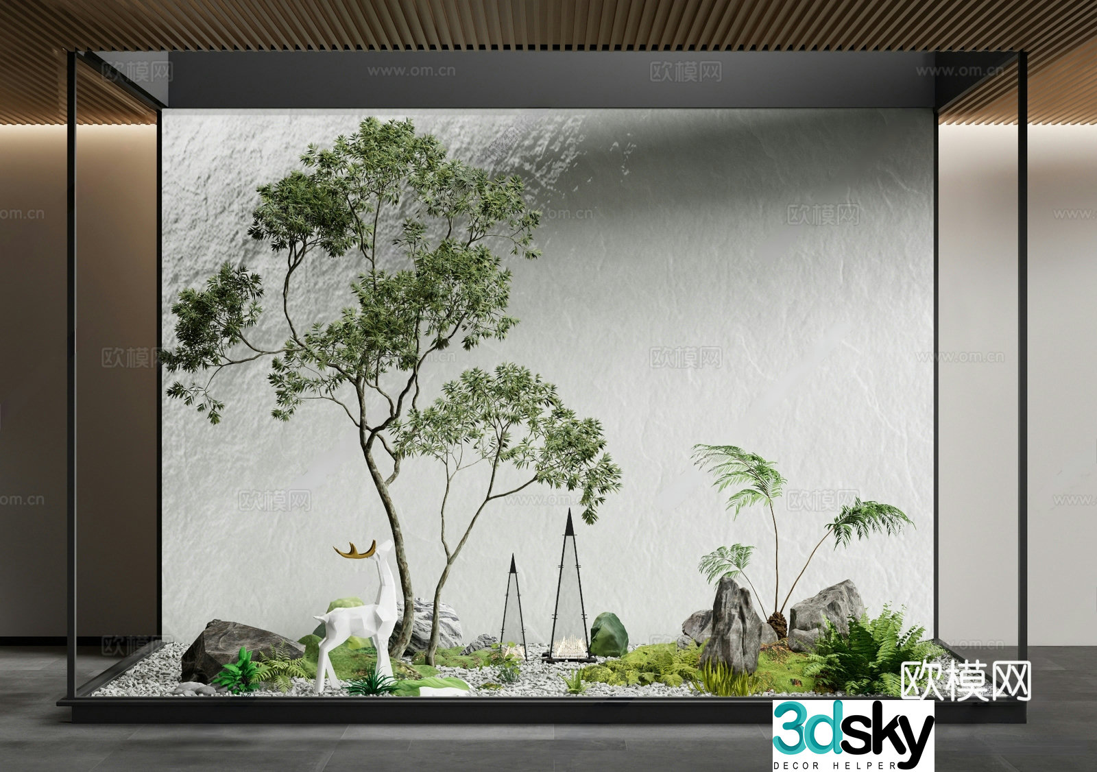 Modern interior landscape landscaping patio landscaping house plants plant pile 3d model