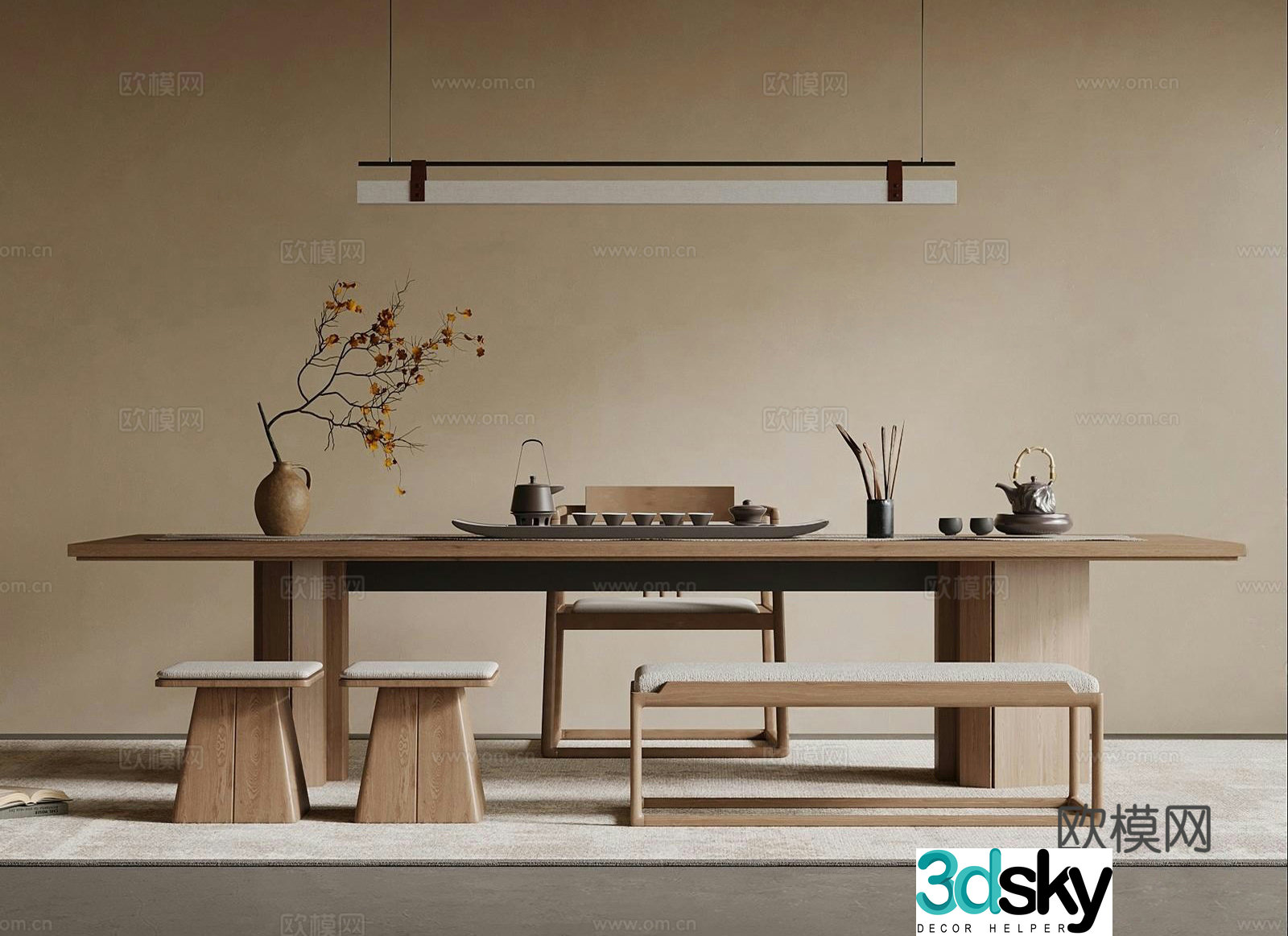New Chinese tea table and chair_New Chinese tea table_Tea table and chair 3D model