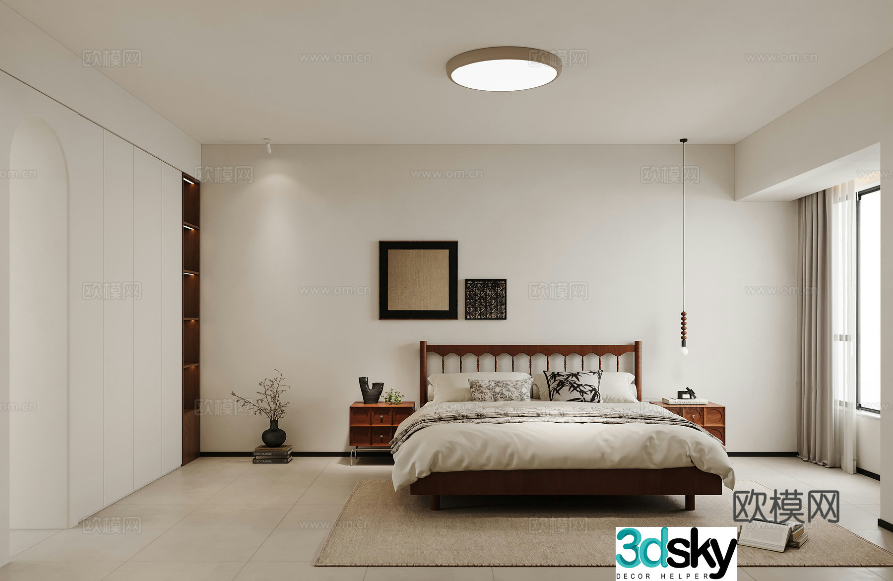 Modern medieval bedroom 3d model
