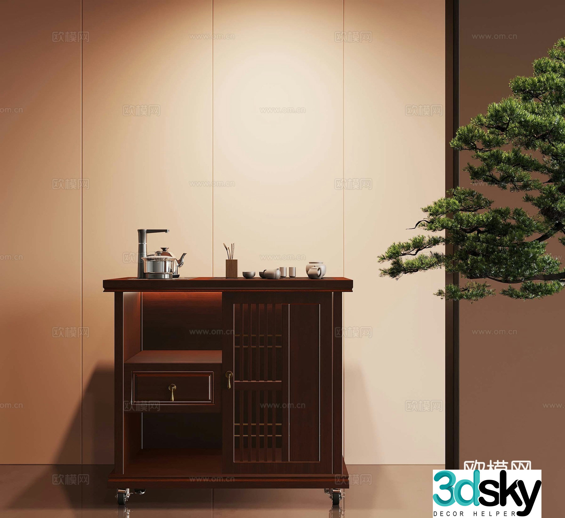 New Chinese tea cabinet 3D model