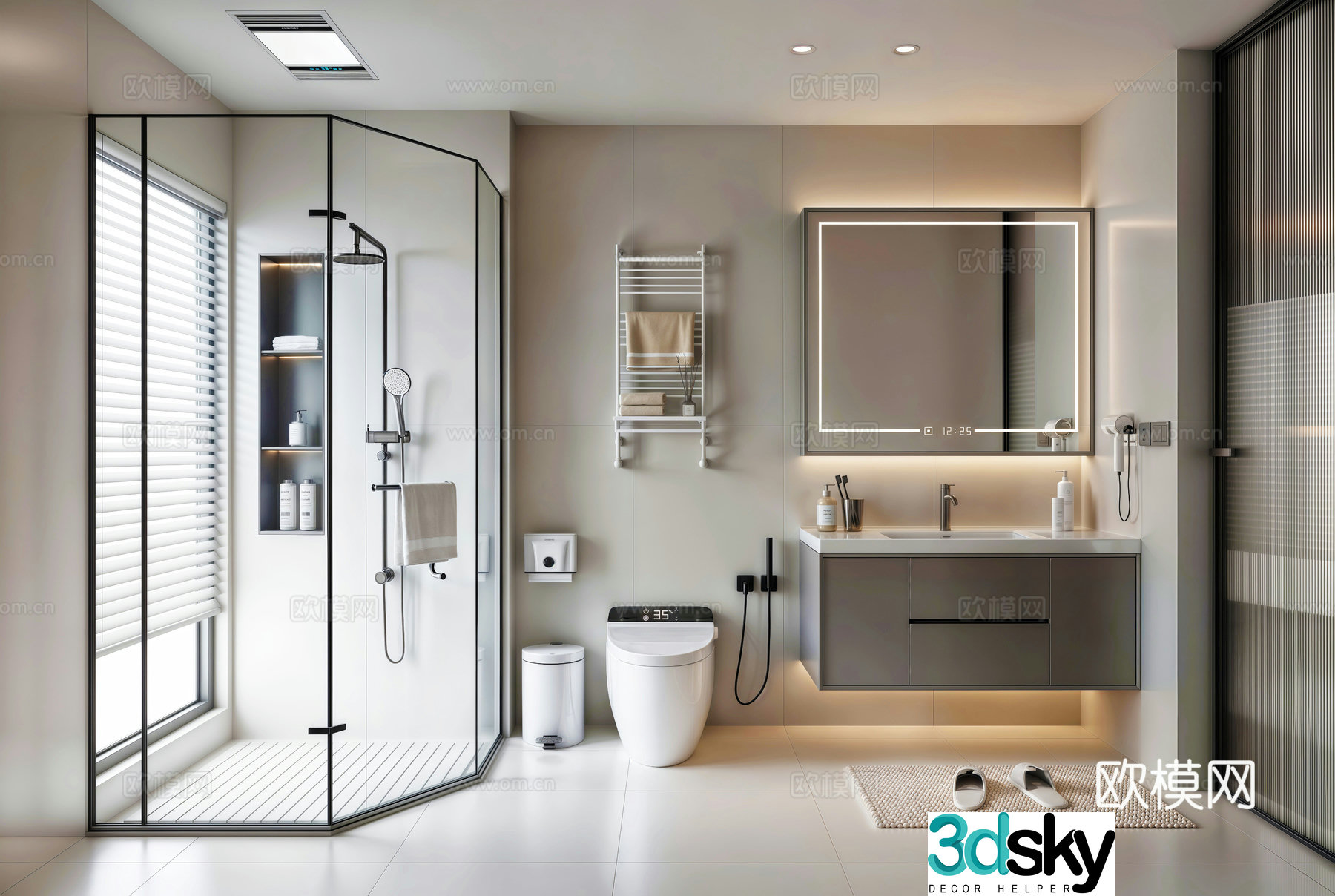 Modern bathroom Shower bathroom 3d model