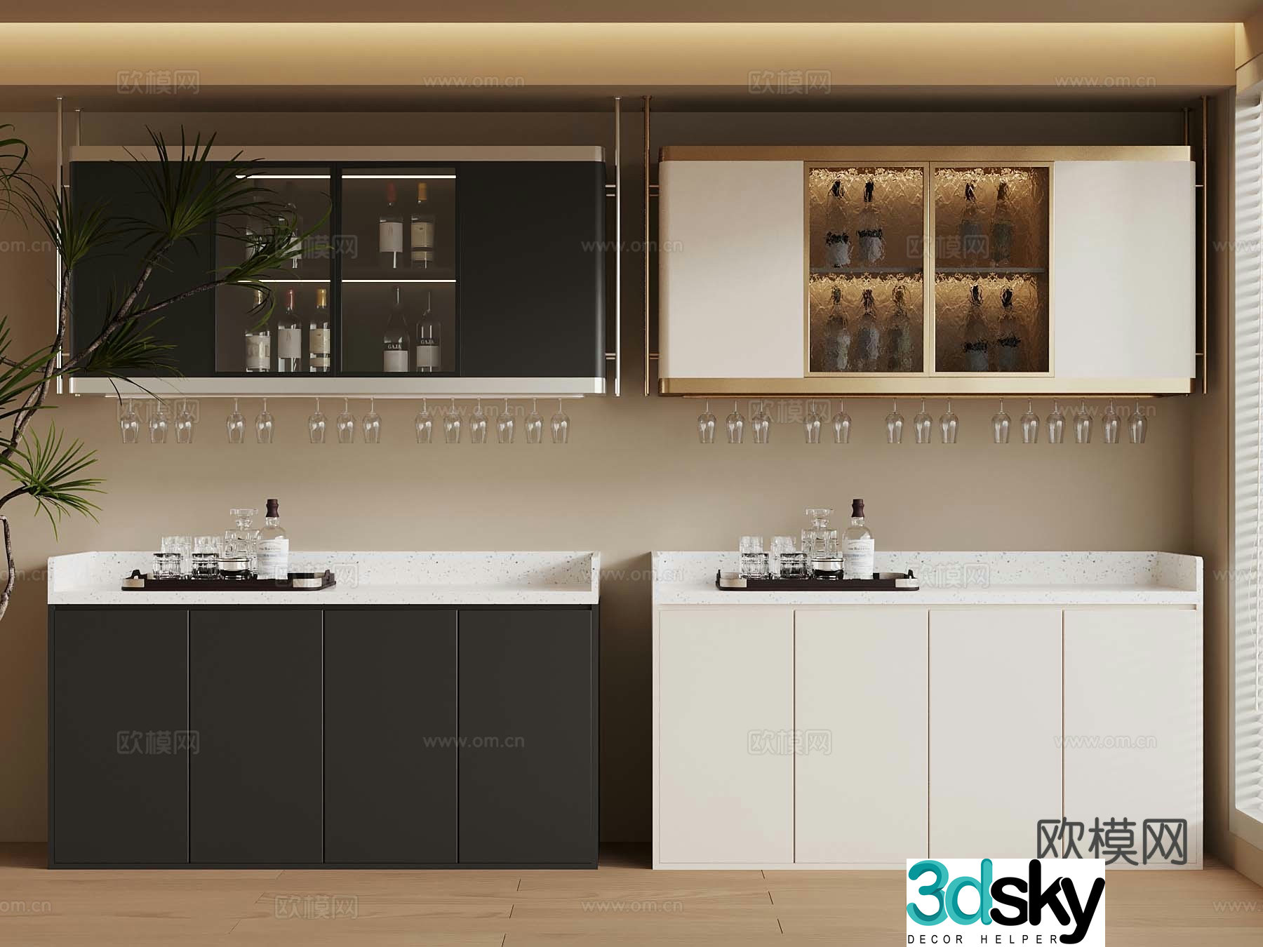 Modern French sideboard dining cabinet 3D model