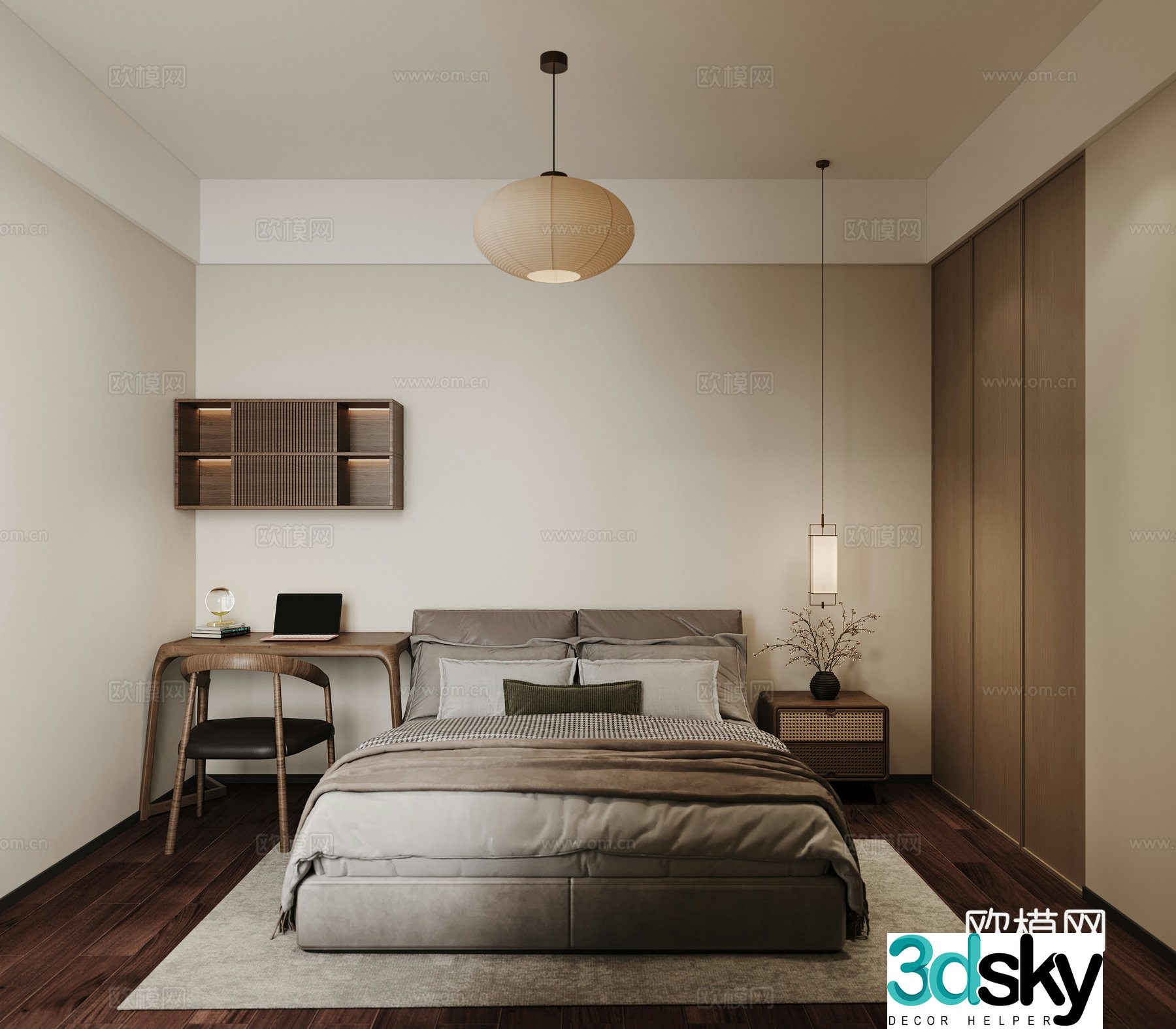 Song style bedroom desk 3D model