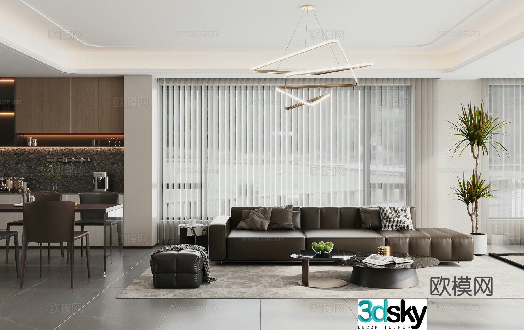 Italian restaurant modern dining room sofa coffee table combination sideboard decorative wine cabinet 3D model
