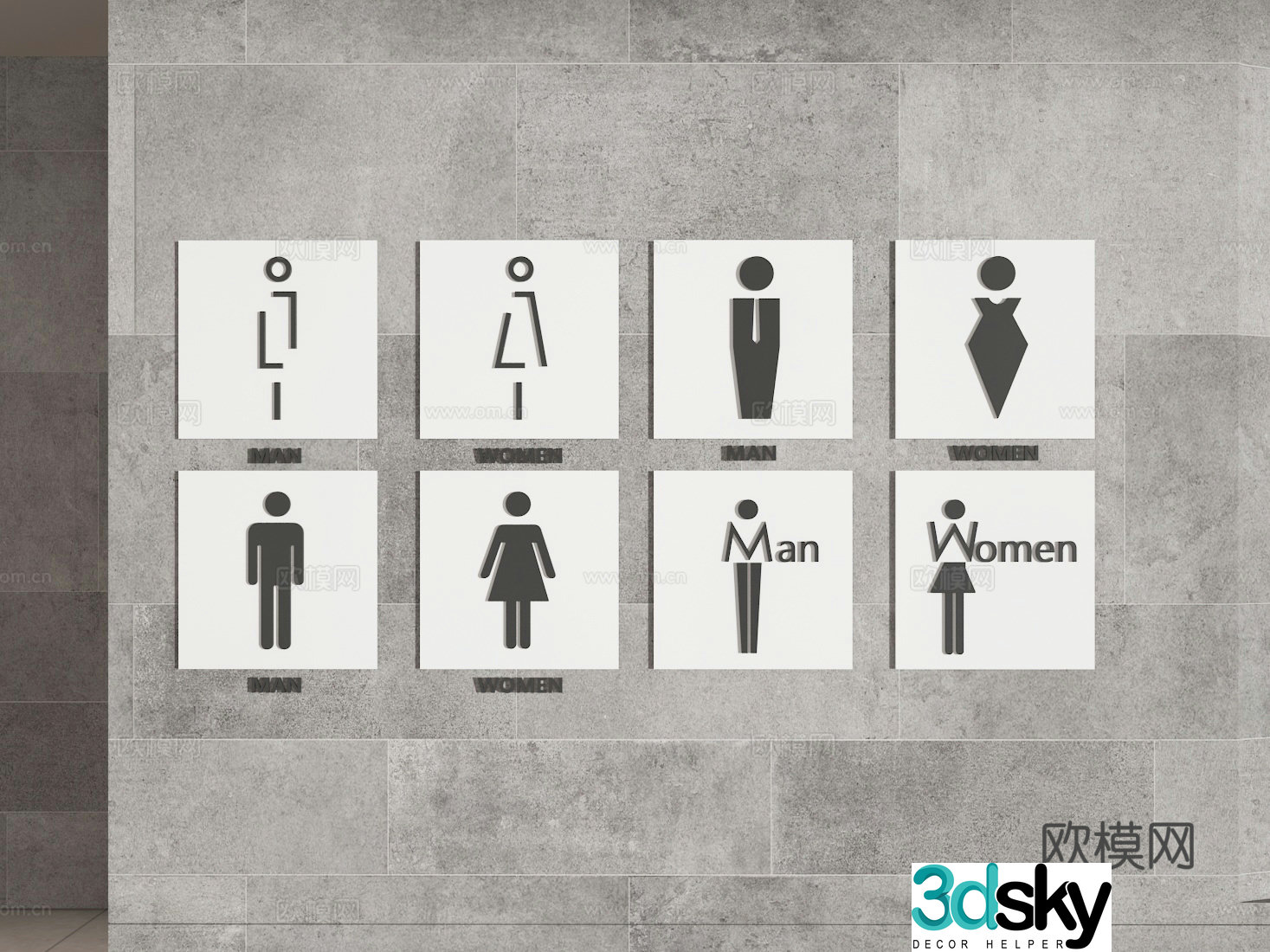 bathroom sign 3d model