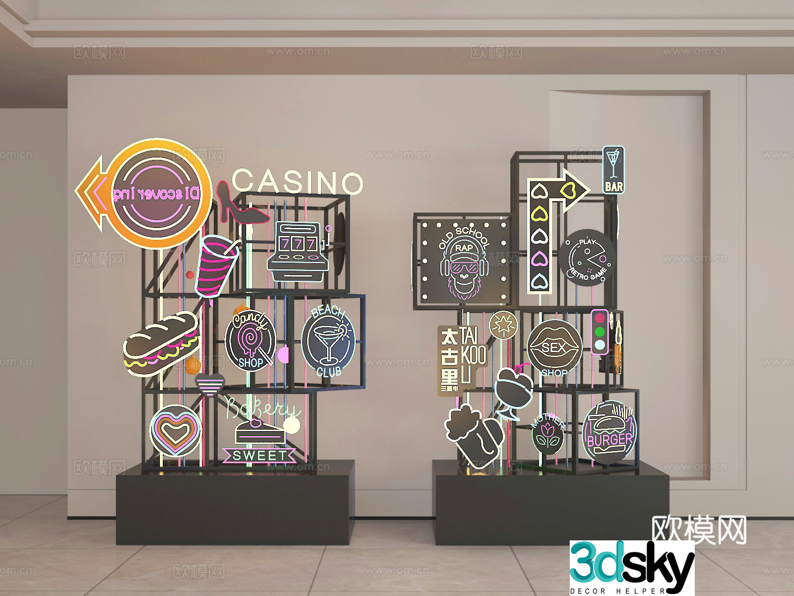 Neon wall 3d model