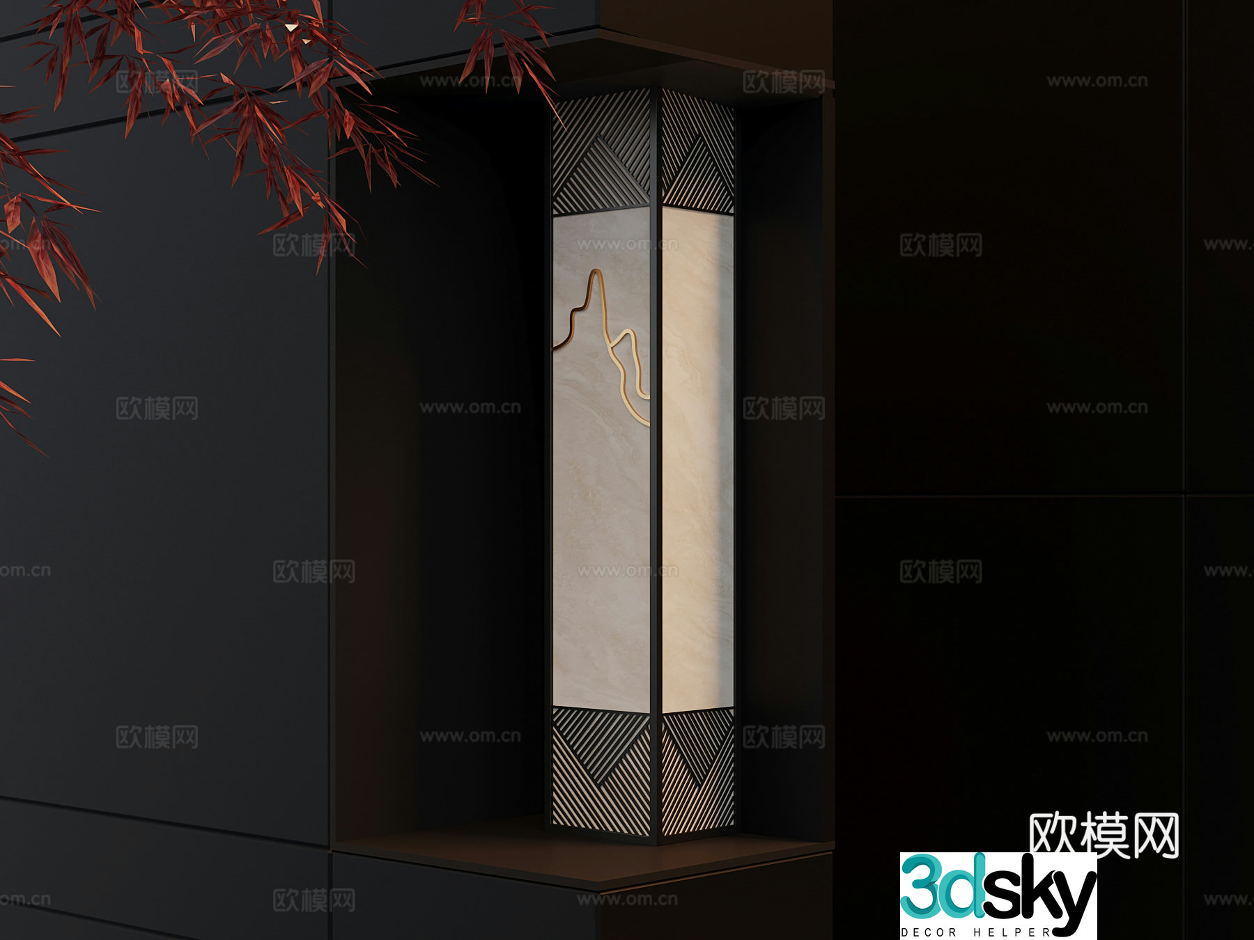 Wall lamp New Chinese style wall lamp 3D model