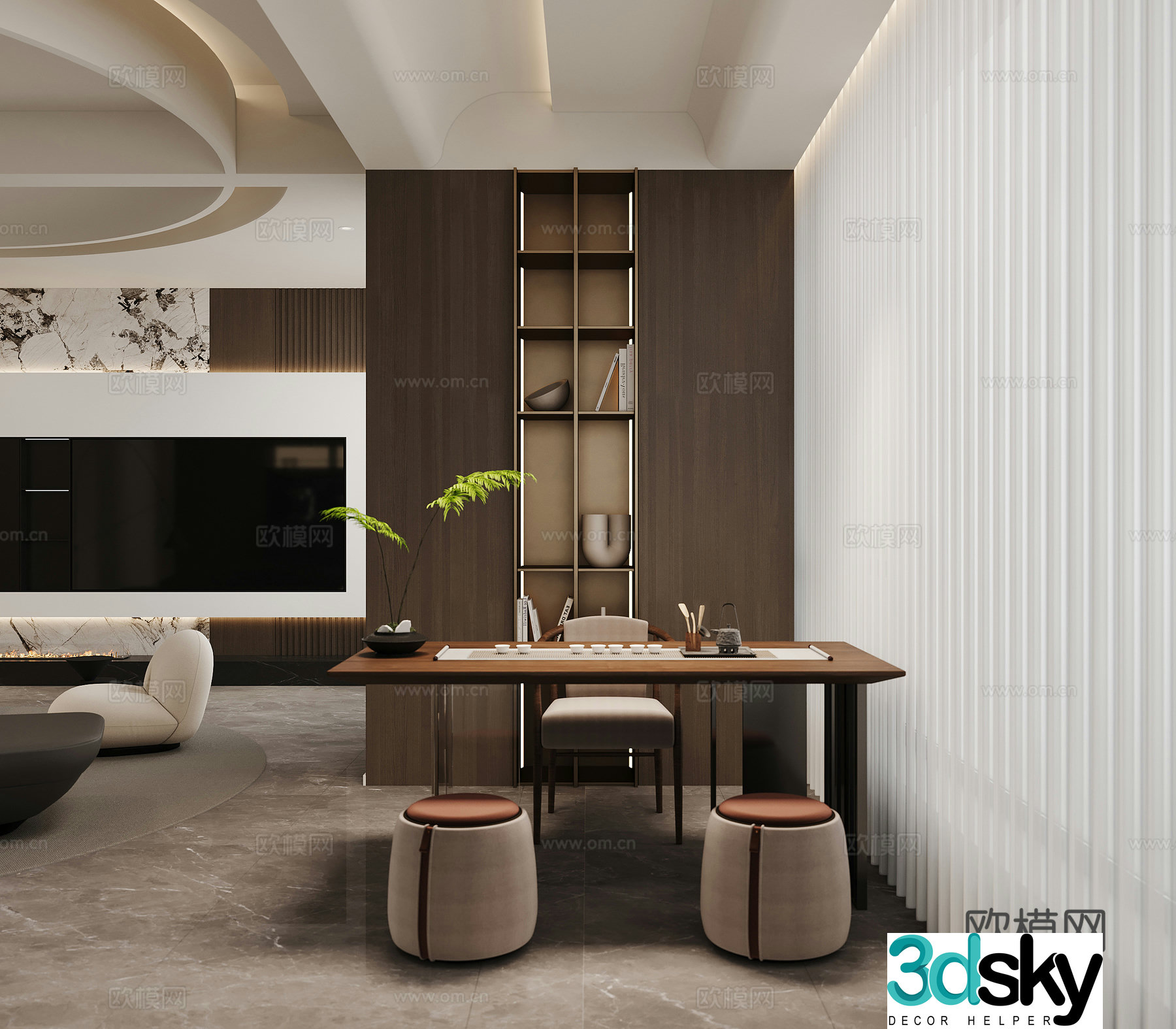 Modern tea room 3d model