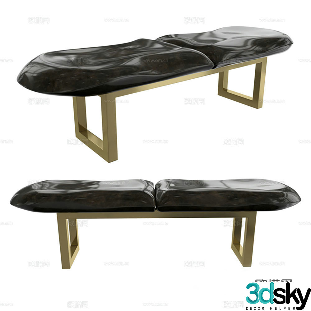 Stool long bench bed stool 3d model