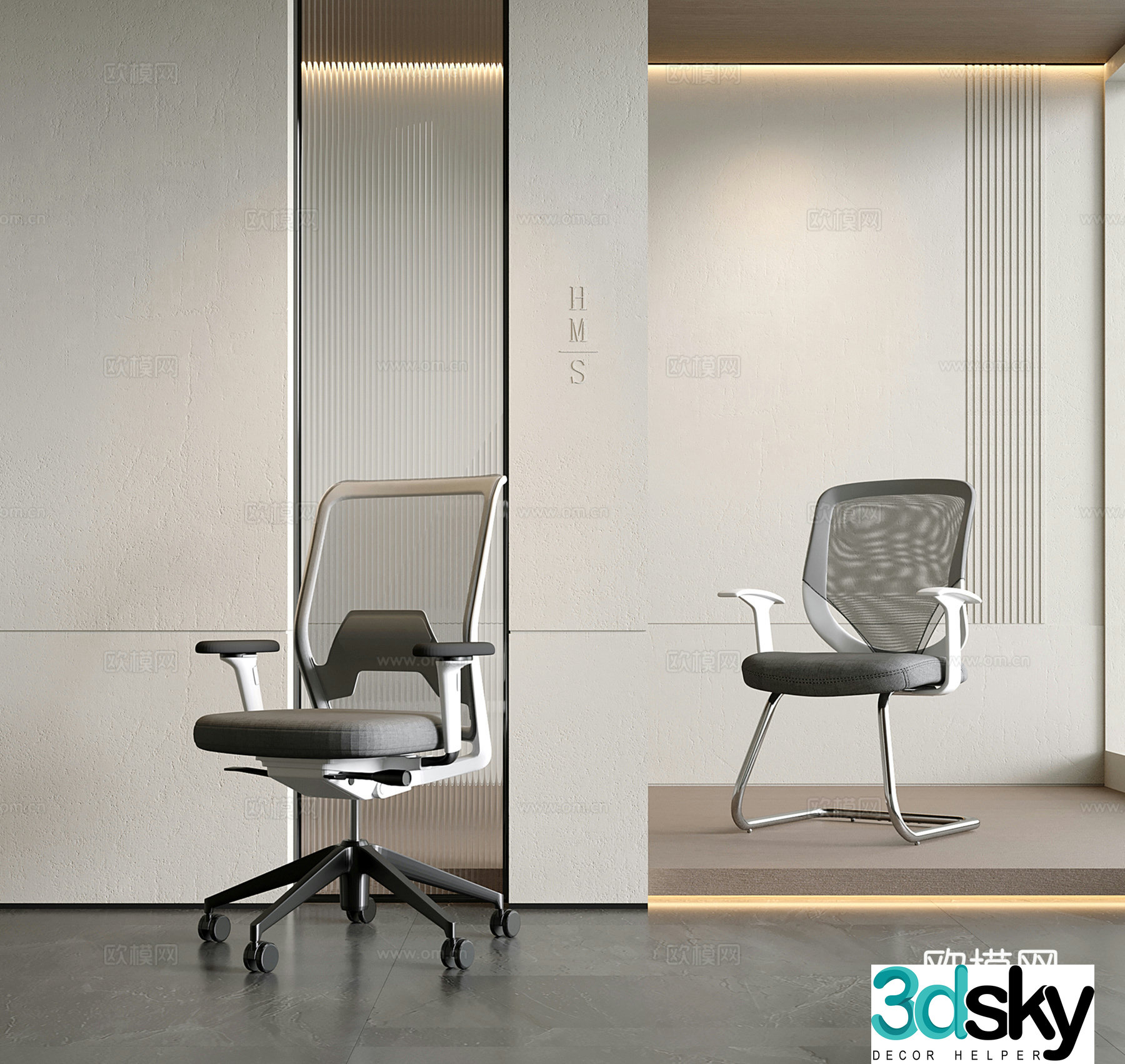 Modern office chair computer chair rotating chair 3d model