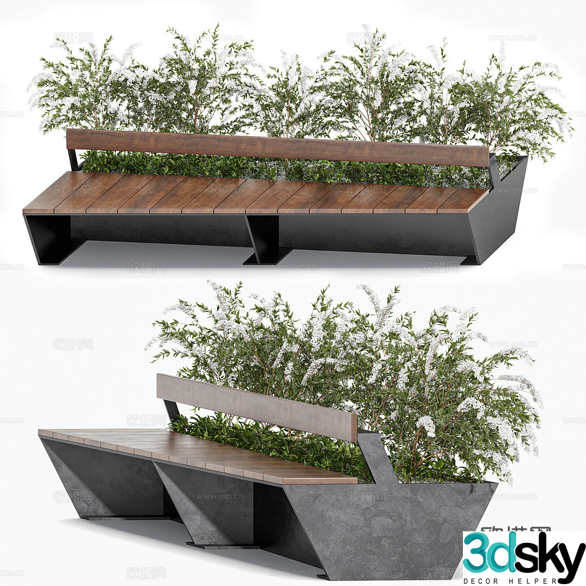 Modern park bench 3d model
