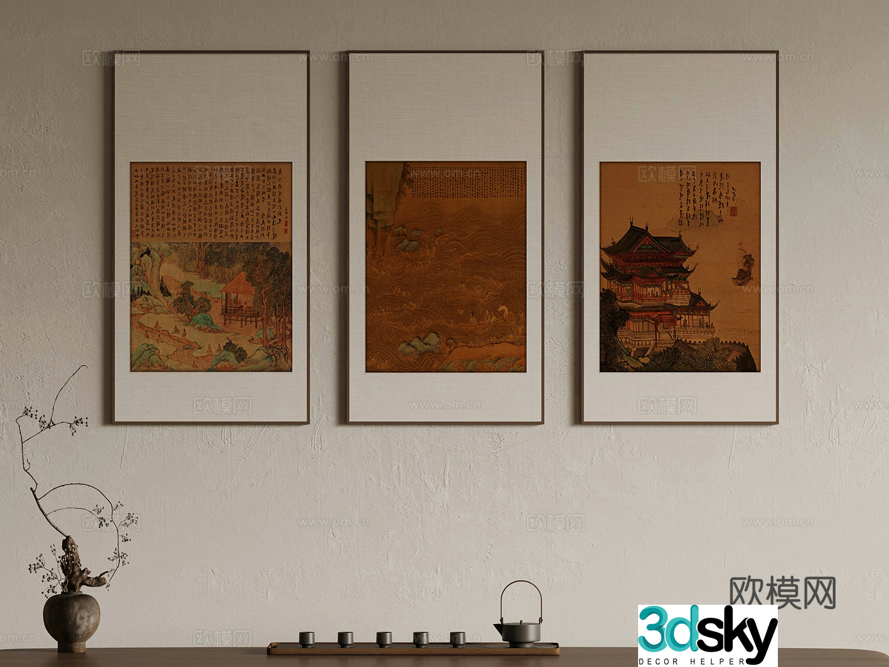 Decorative paintings 3D model of ancient decorative paintings