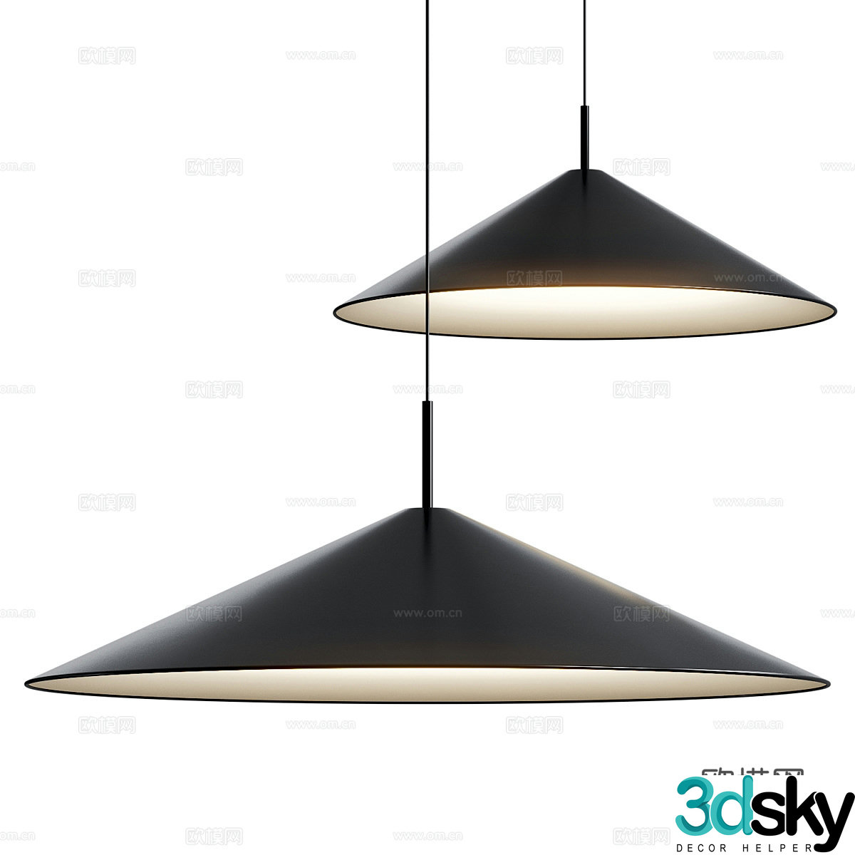 Modern minimalist disc hanging line lamp 3d model