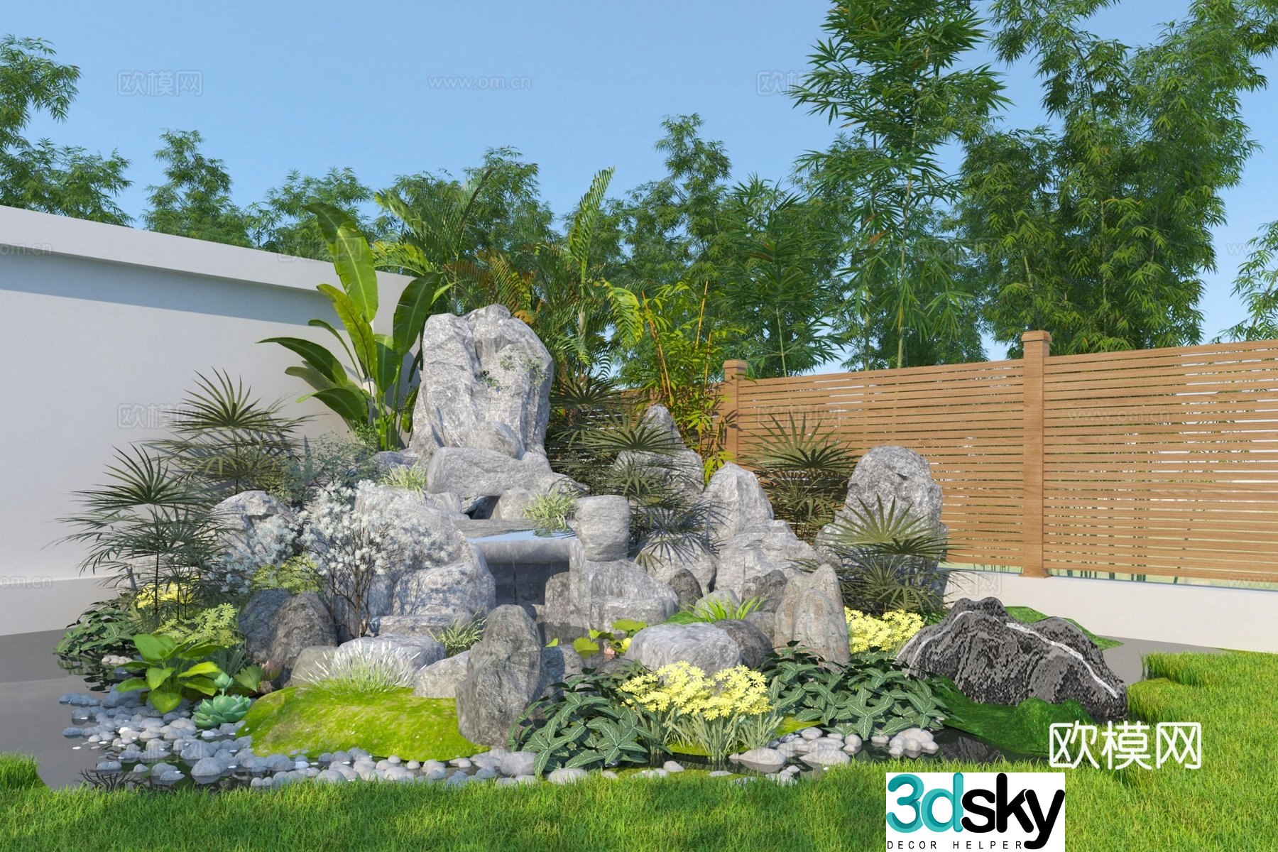 Modern rockery stone 3d model