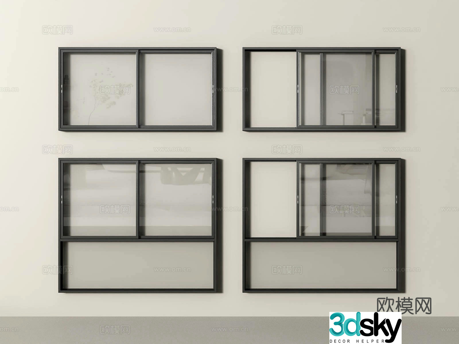 Modern sliding window 3d model