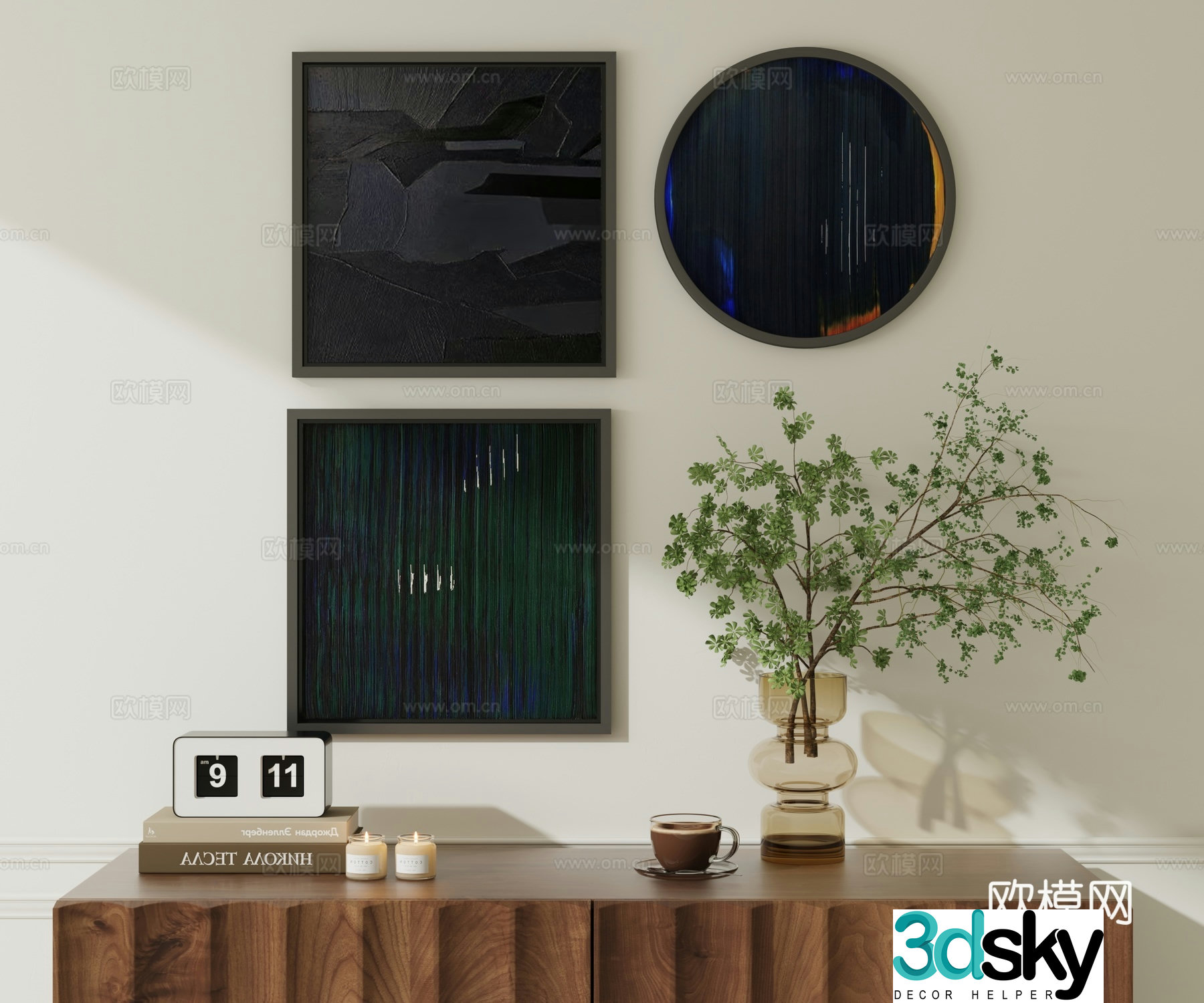 Modern decorative painting combination 3D model