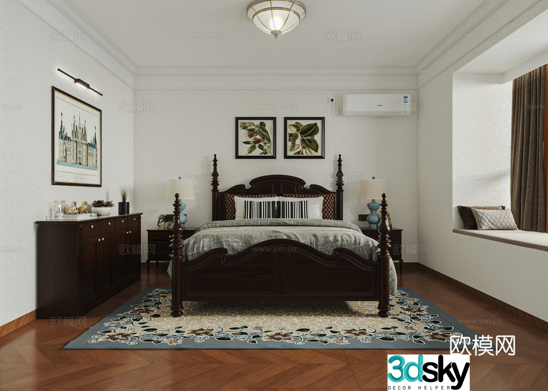 American bedroom 3d model