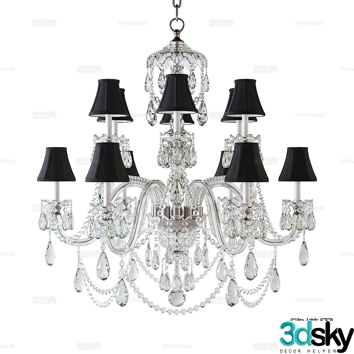 European French decorative chandelier 3D model