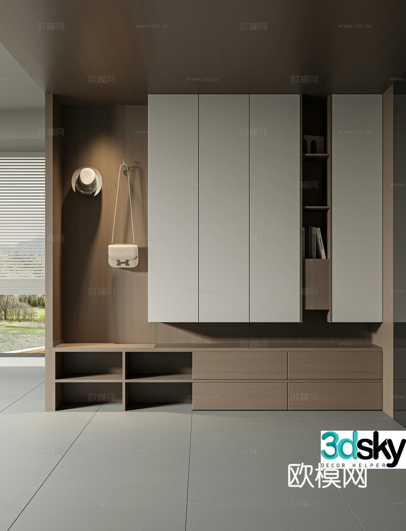 Modern porch shoe cabinet 3d model
