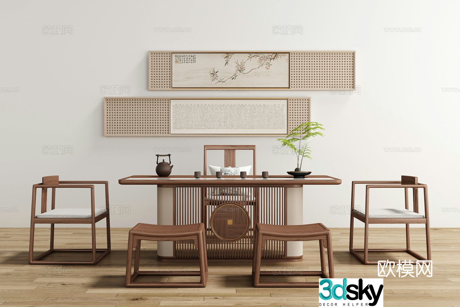 New Chinese style tea table and chair 3D model
