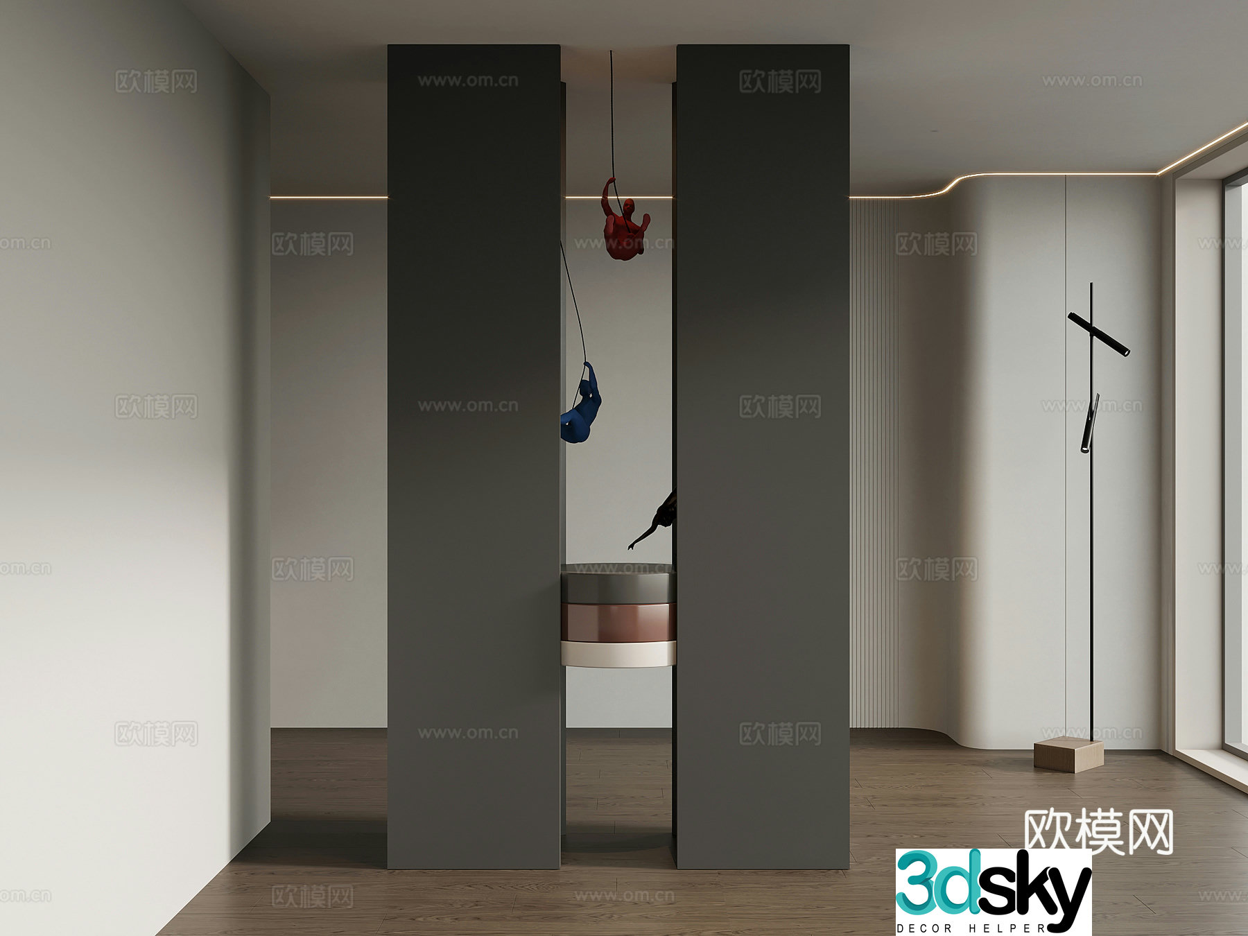 Modern Italian style entrance cabinet decorative cabinet 3d model