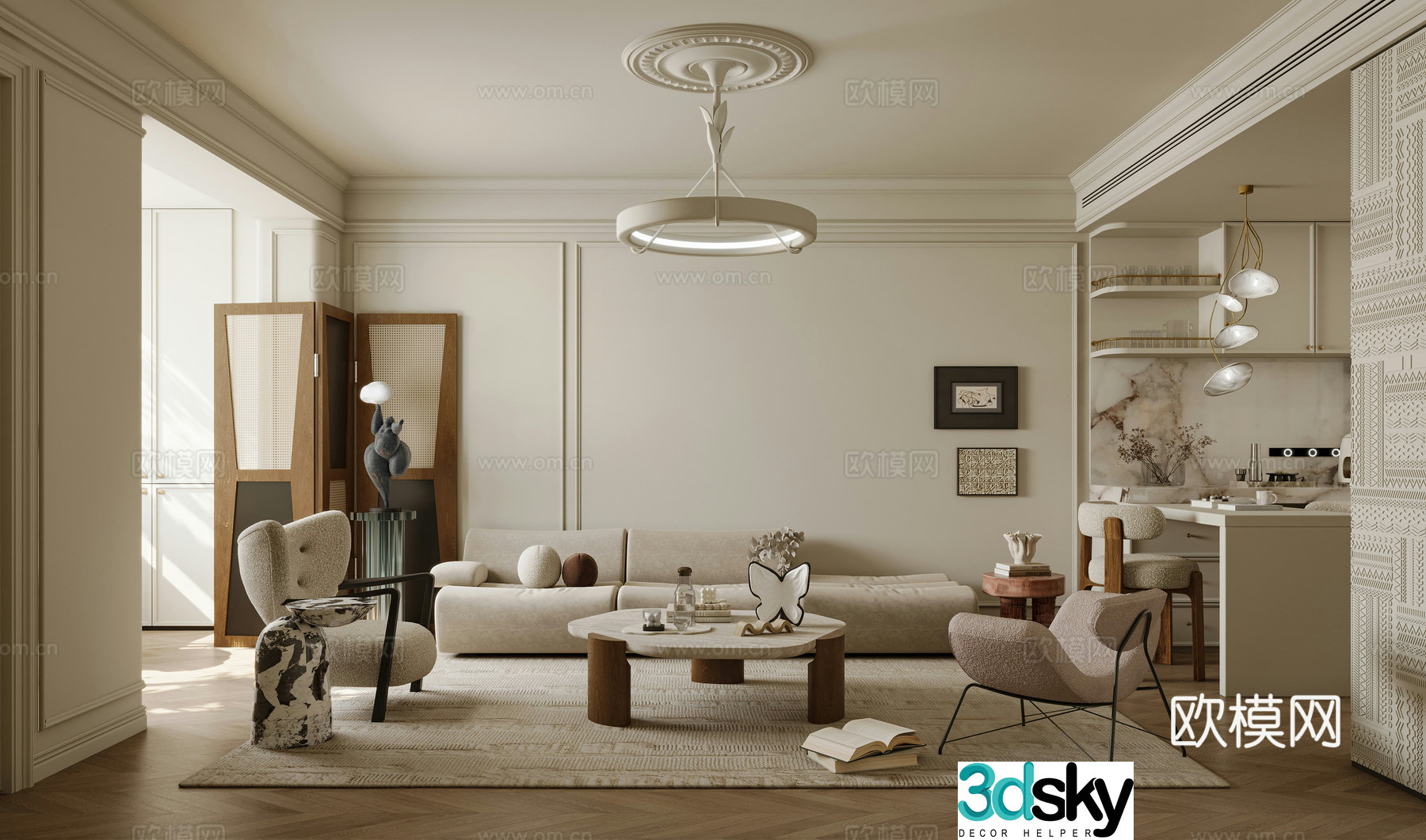 French living room 3d model