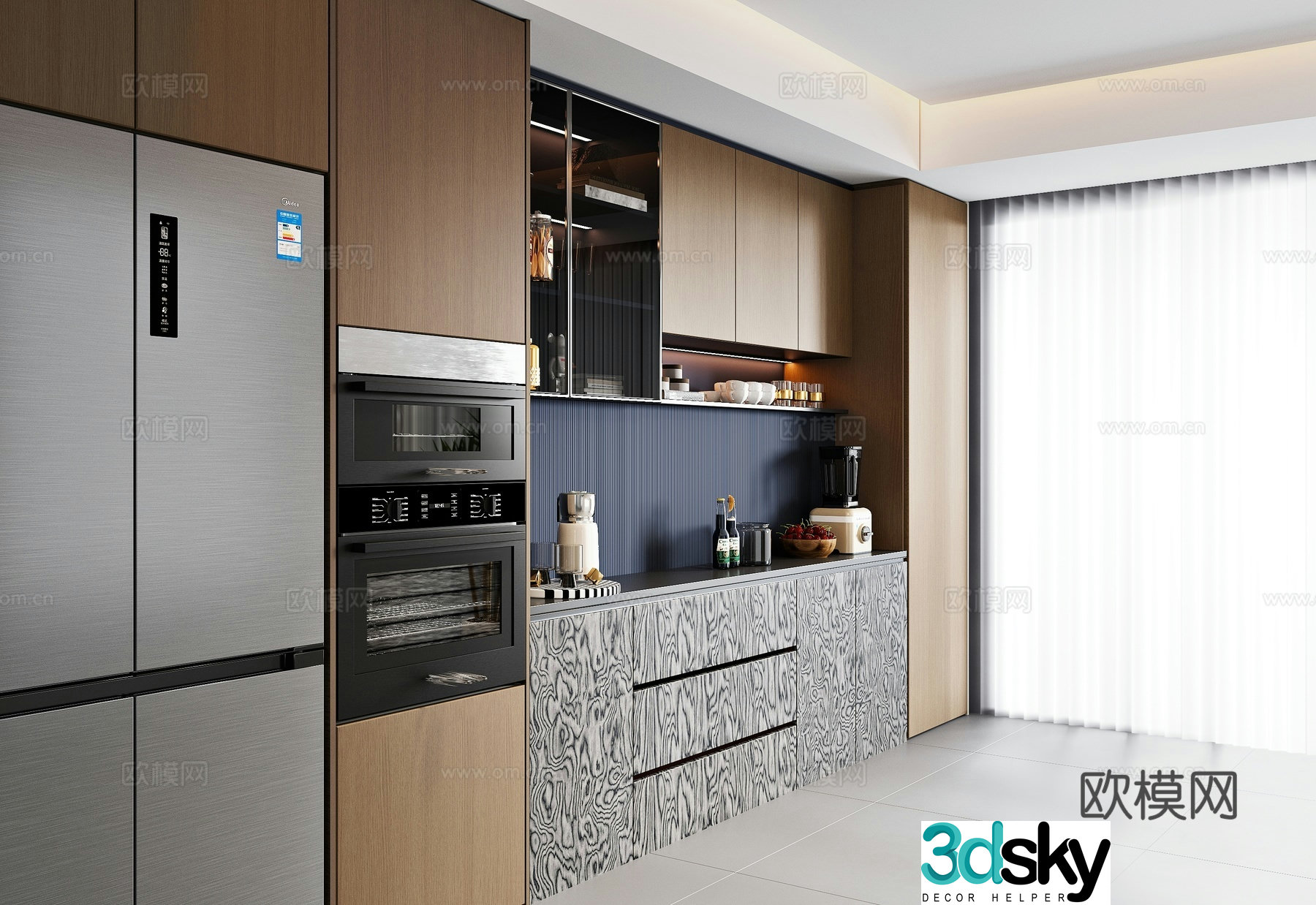 Italian modern sideboard refrigerator cabinet 3d model