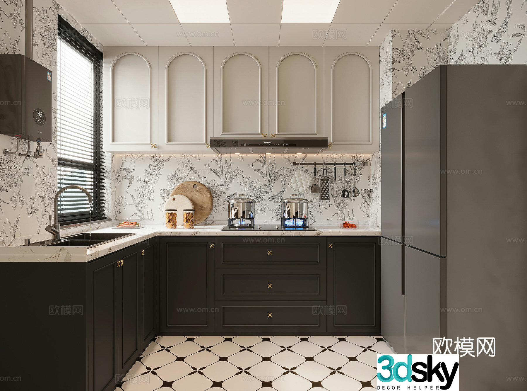 French retro kitchen 3d model