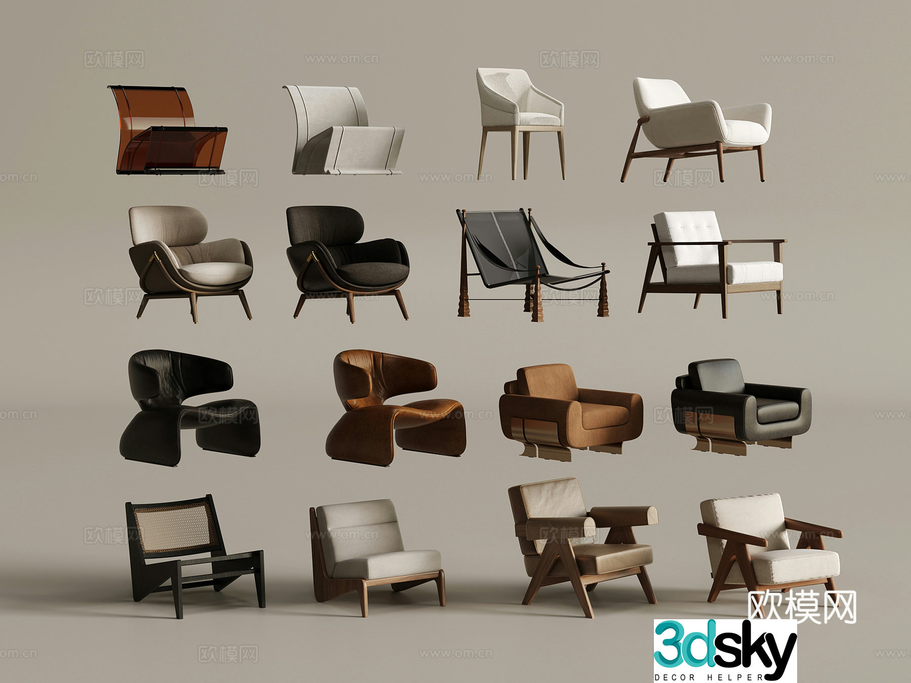 Leisure chair modern leisure chair combination 3d model