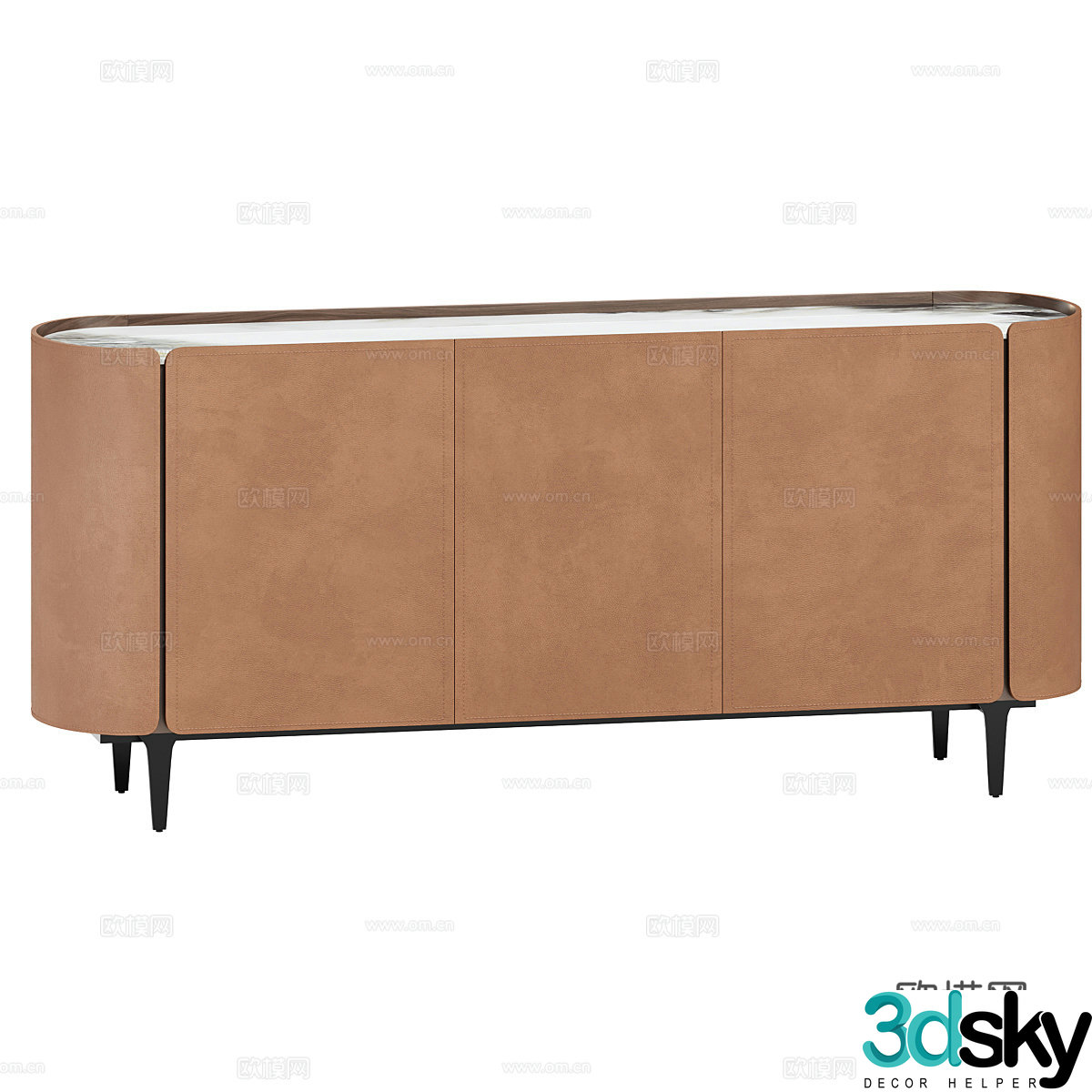 Modern light luxury leather TV cabinet 3D model