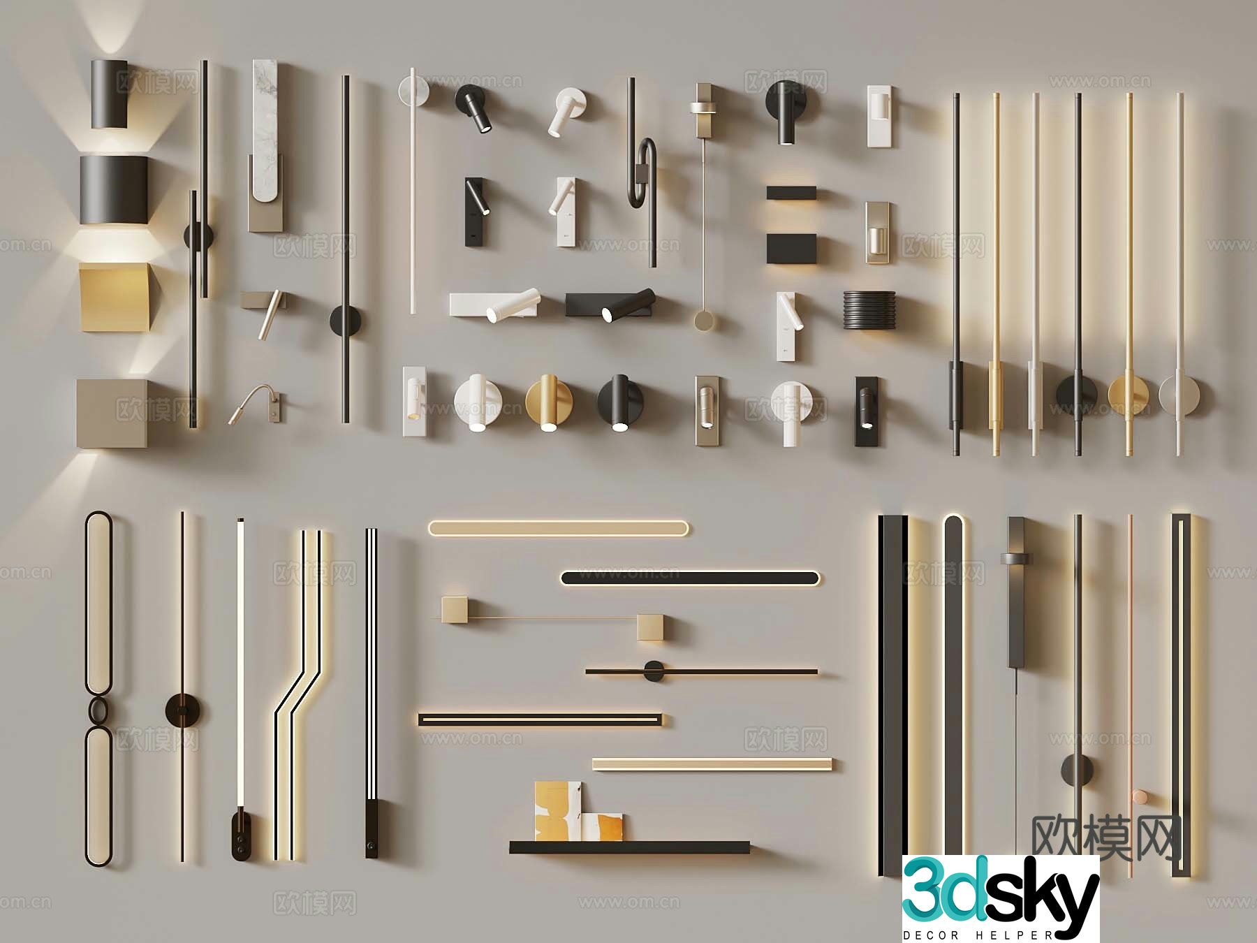 Modern wall lamp Line lamp One-line lamp Bedside lamp 3D model
