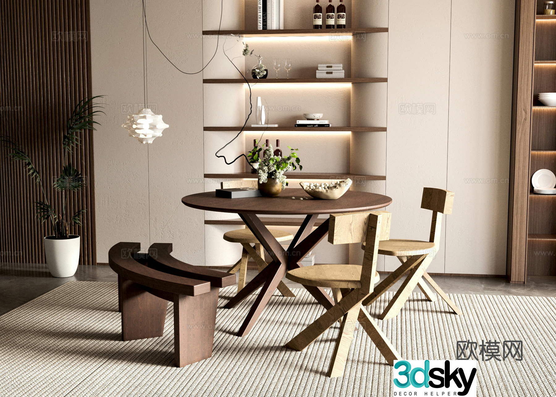 Modern dining table chair 3d model