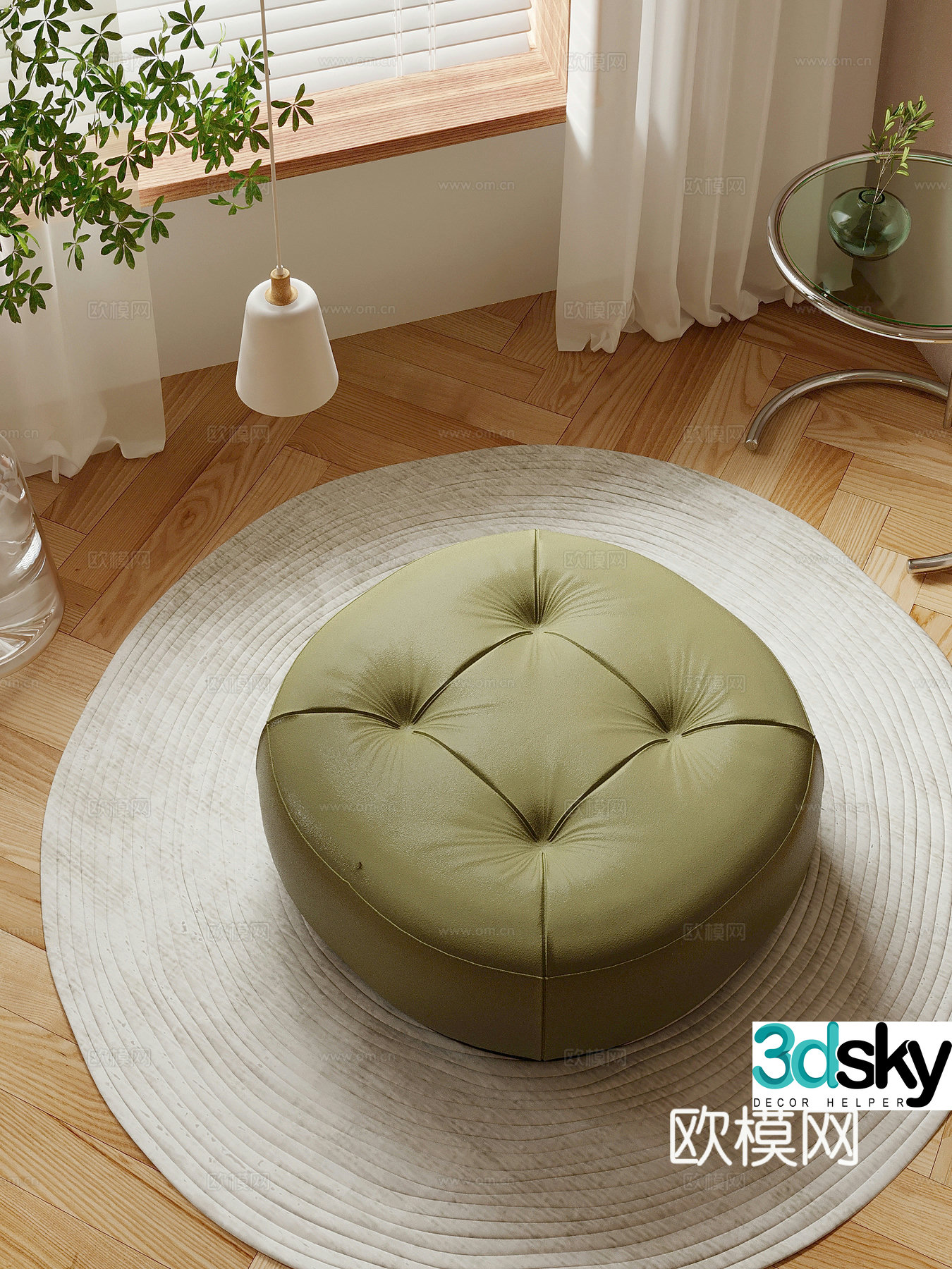 Cushion Modern Creamy Style Cushion Side 3D Model