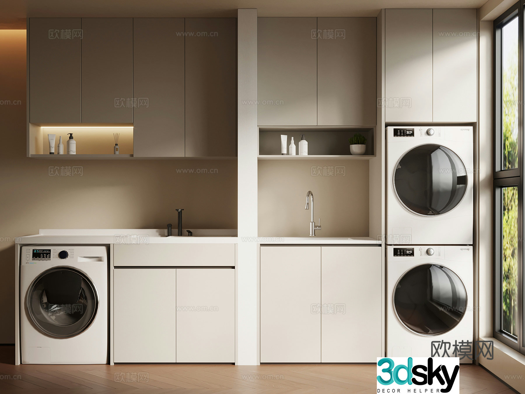 Balcony Modern balcony washing machine cabinet Bathroom cabinet 3d model