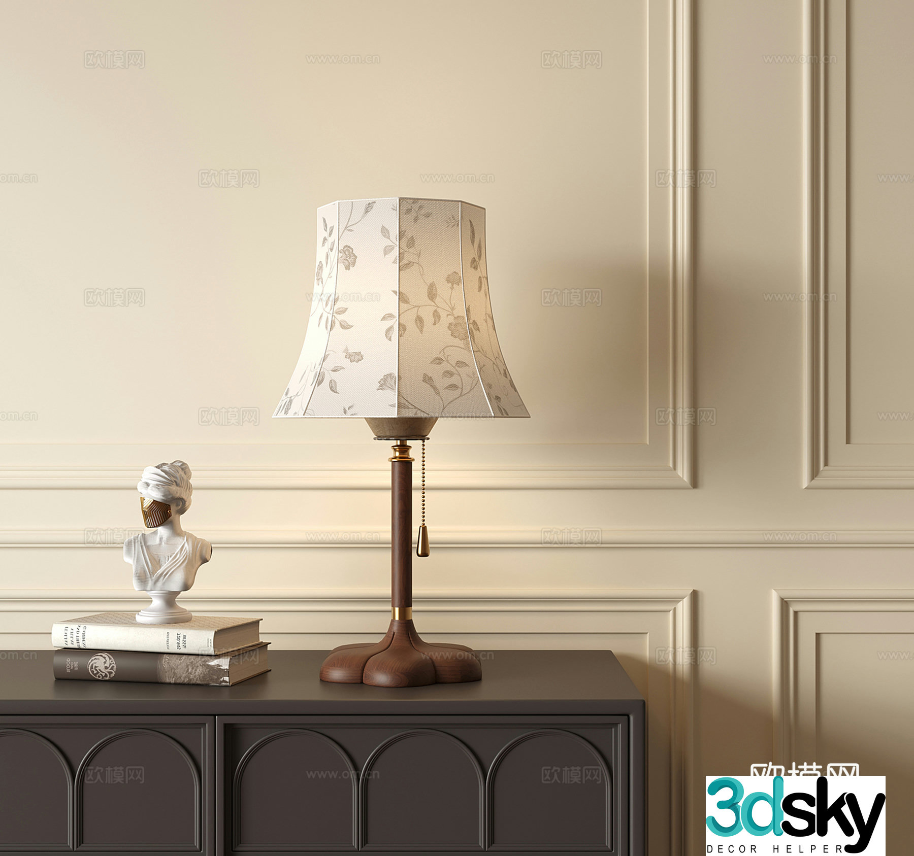 French retro table lamp 3d model