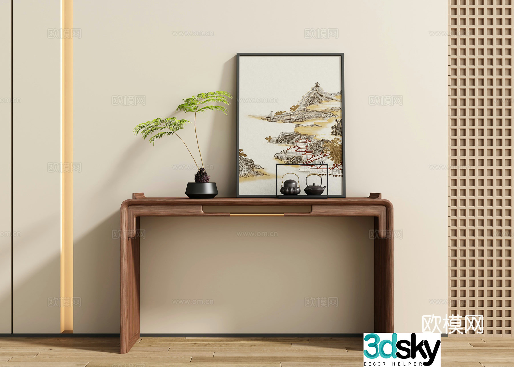New Chinese style entrance hall 3D model