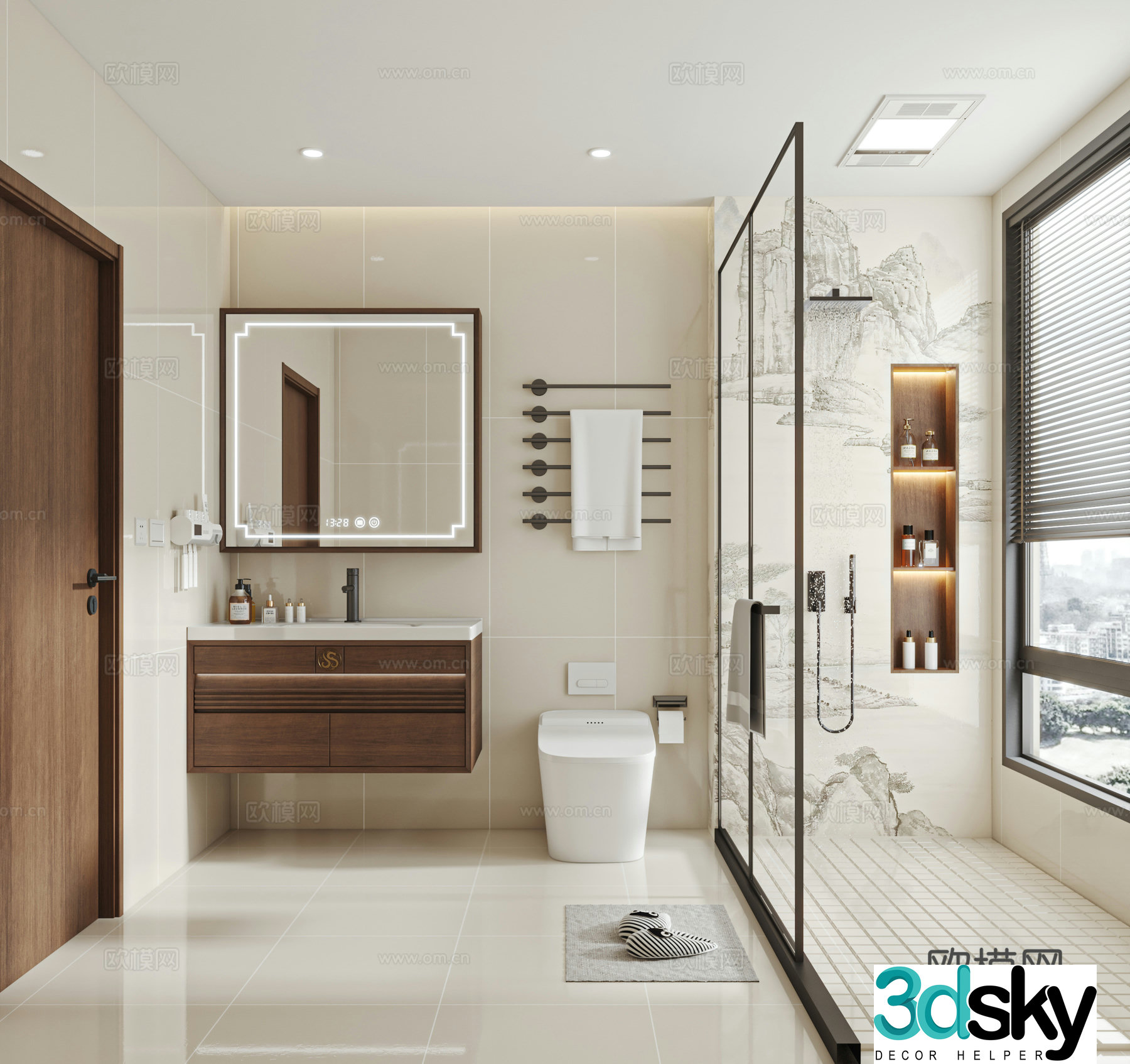 Song style aesthetic bathroom 3D model