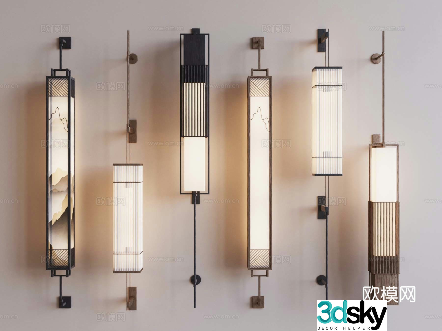 New Chinese style wall lamp garden lamp 3d model