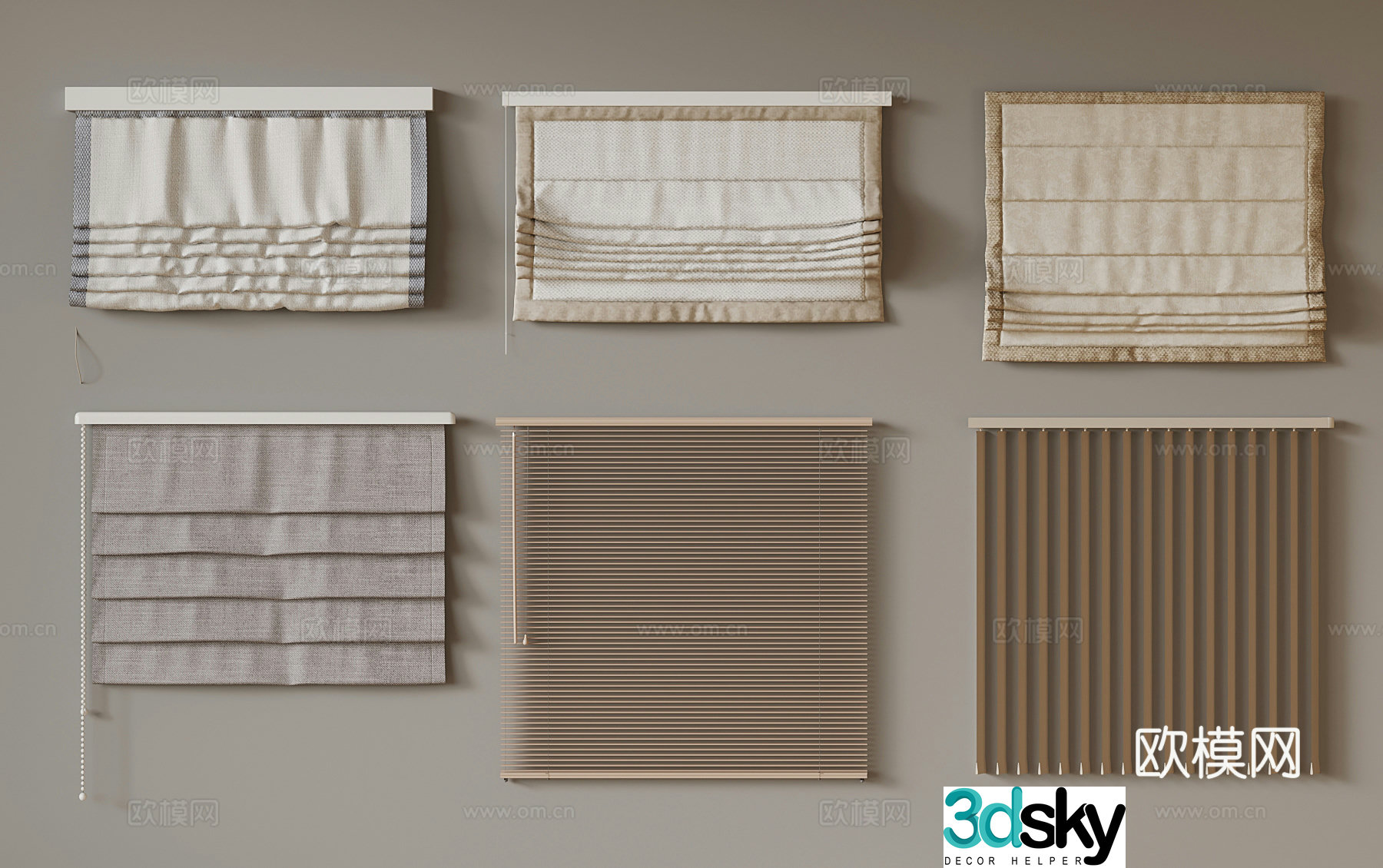 Curtains Modern Curtains Roller Curtains Bamboo Curtains 3D Model