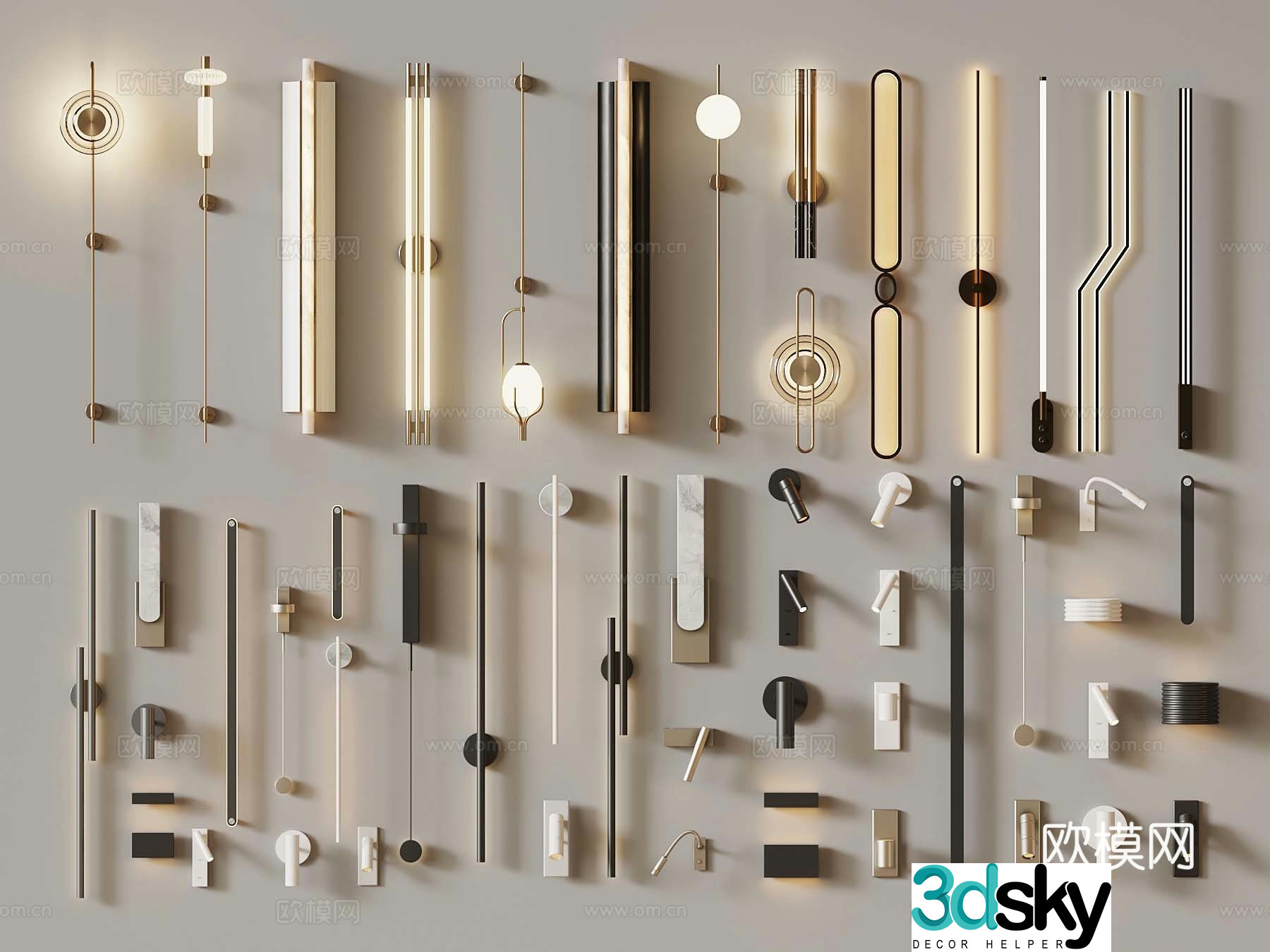 Modern wall lamp Line lamp One-line lamp Bedside lamp 3D model