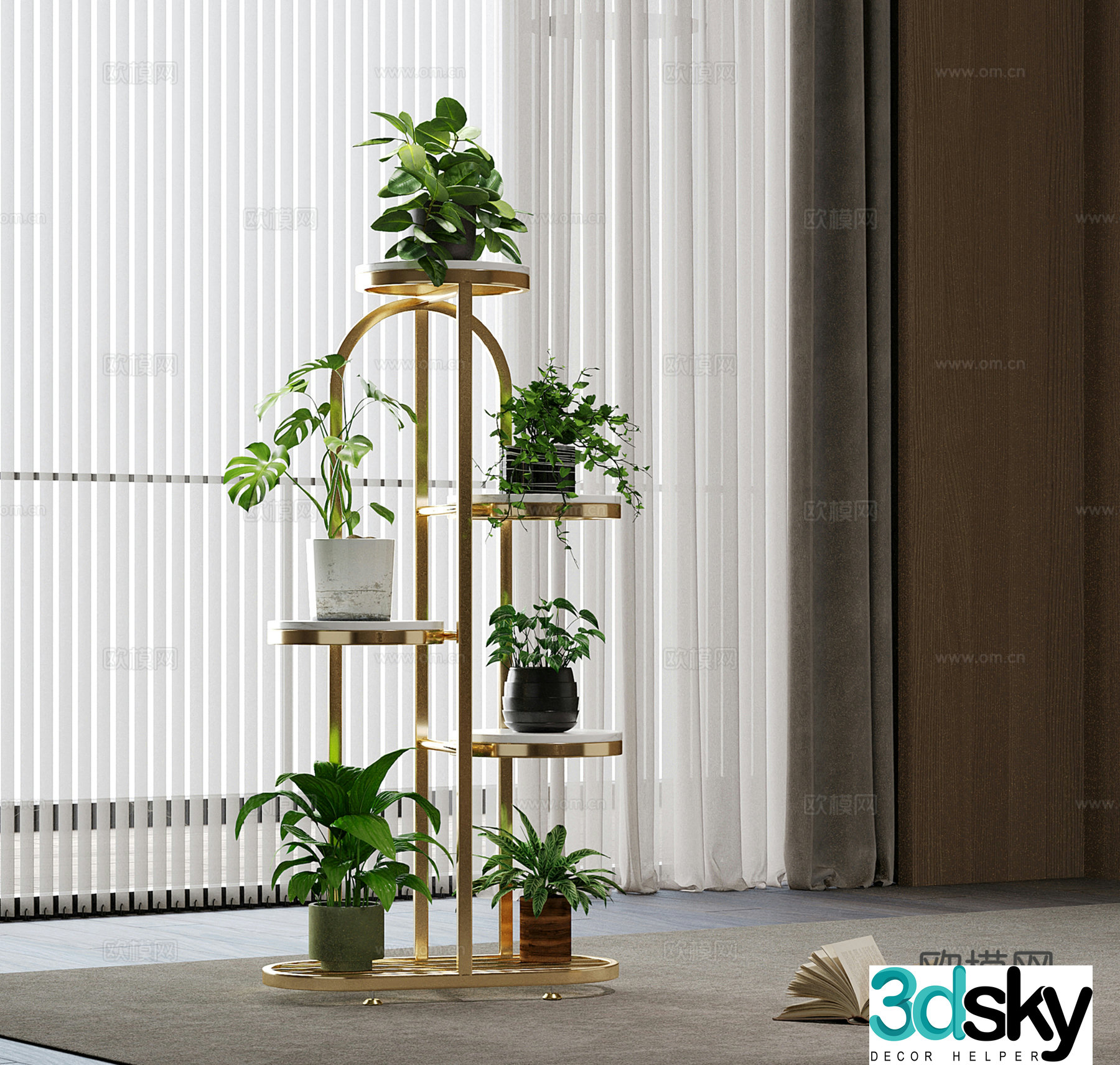 Modern Metal Flower Stand Vase Flower Art 3D Model